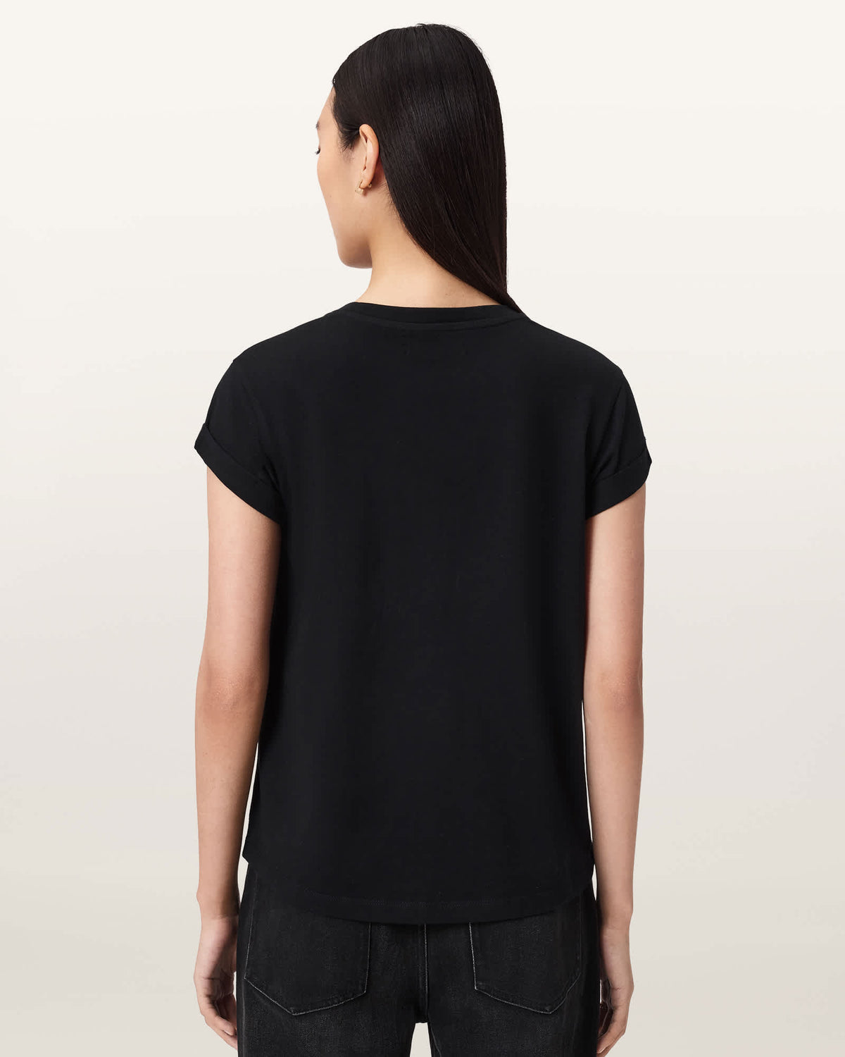 Andrea Anna Embellished Tee Black