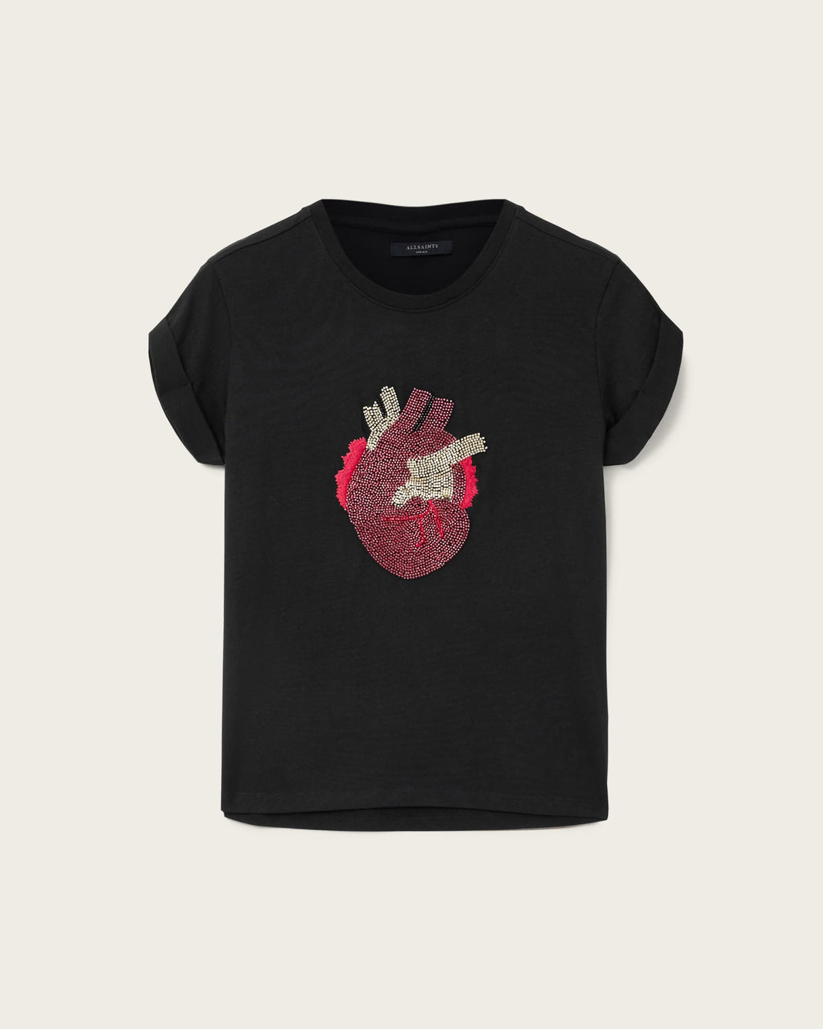 Andrea Anna Embellished Tee Black