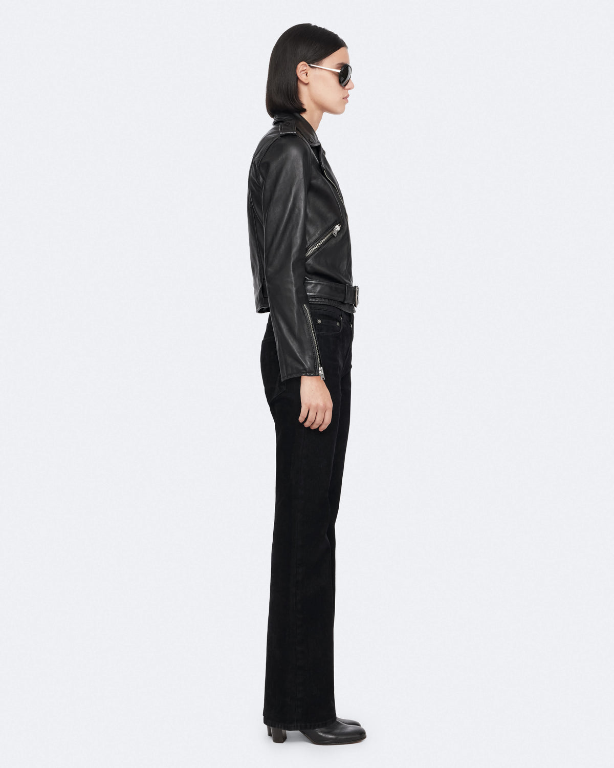 Balfern Leather Biker Jacket Black