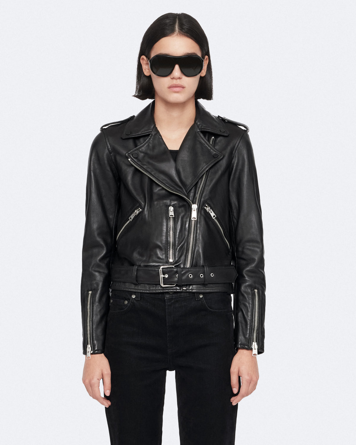 Balfern Leather Biker Jacket Black