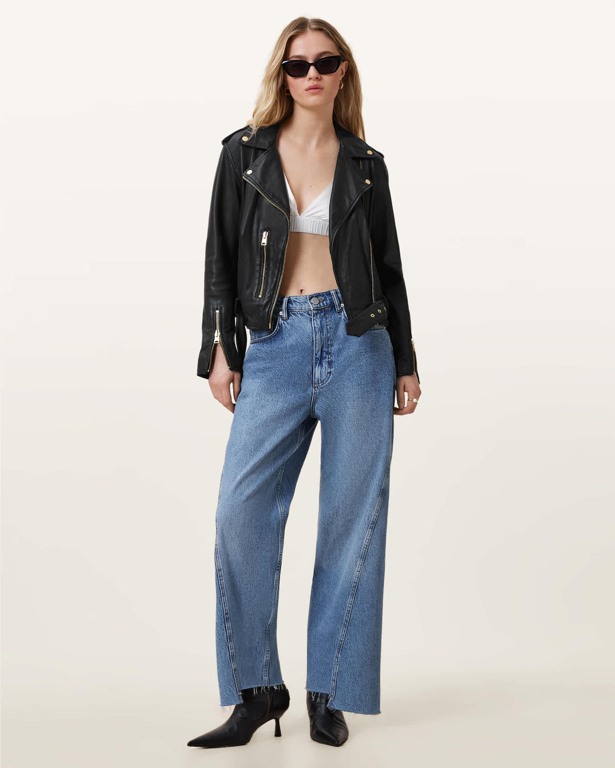 Balfern Leather Biker Jacket BLACK/GOLD