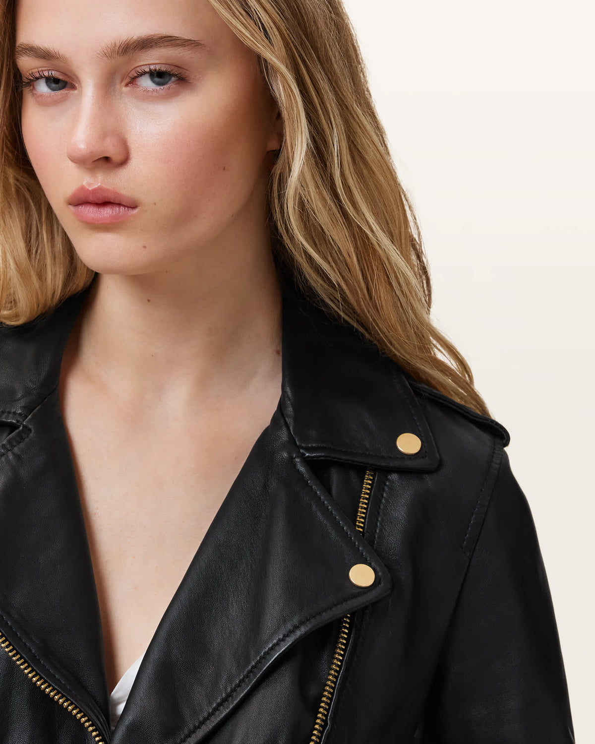 Balfern Leather Biker Jacket BLACK/GOLD