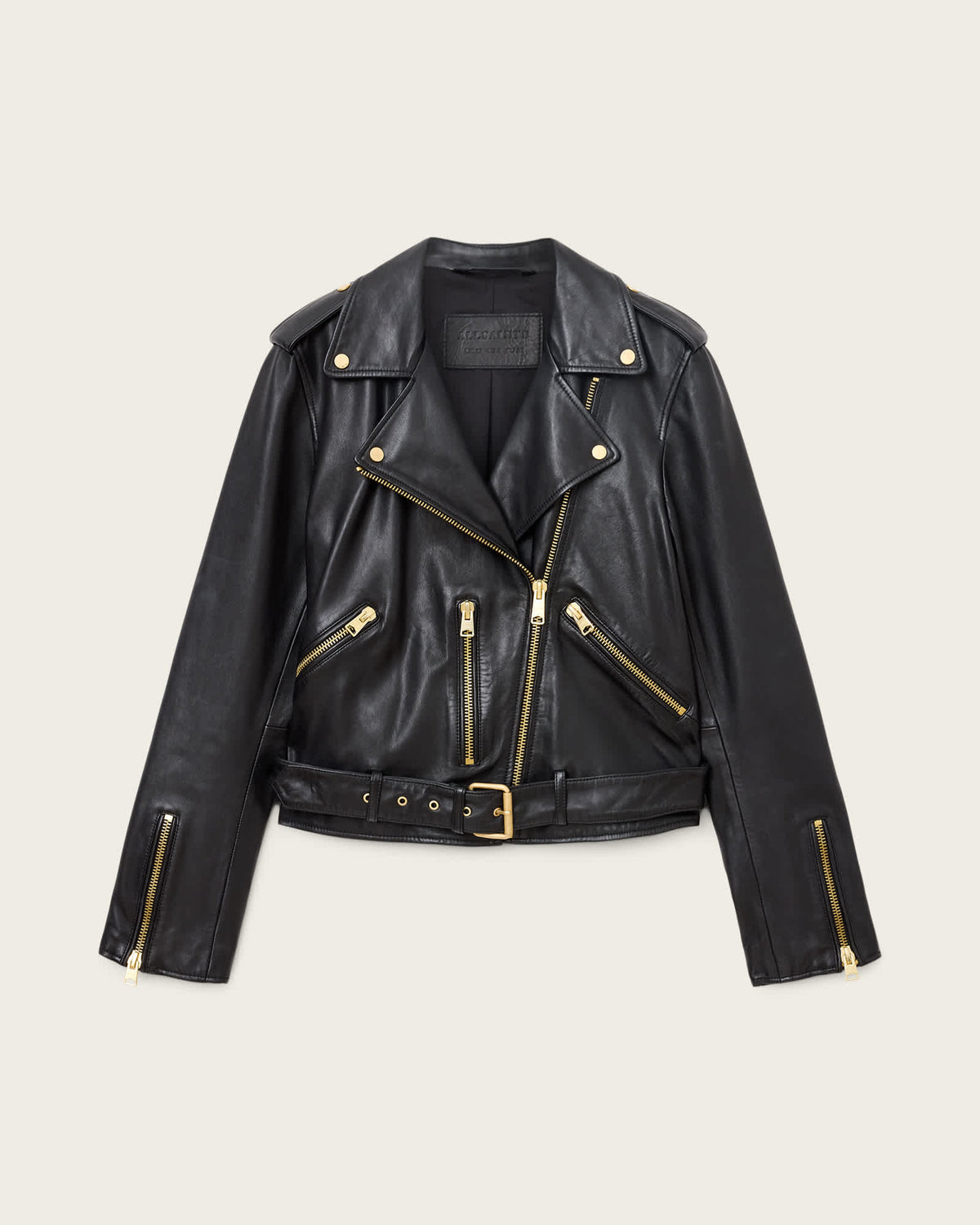 Balfern Leather Biker Jacket BLACK/GOLD