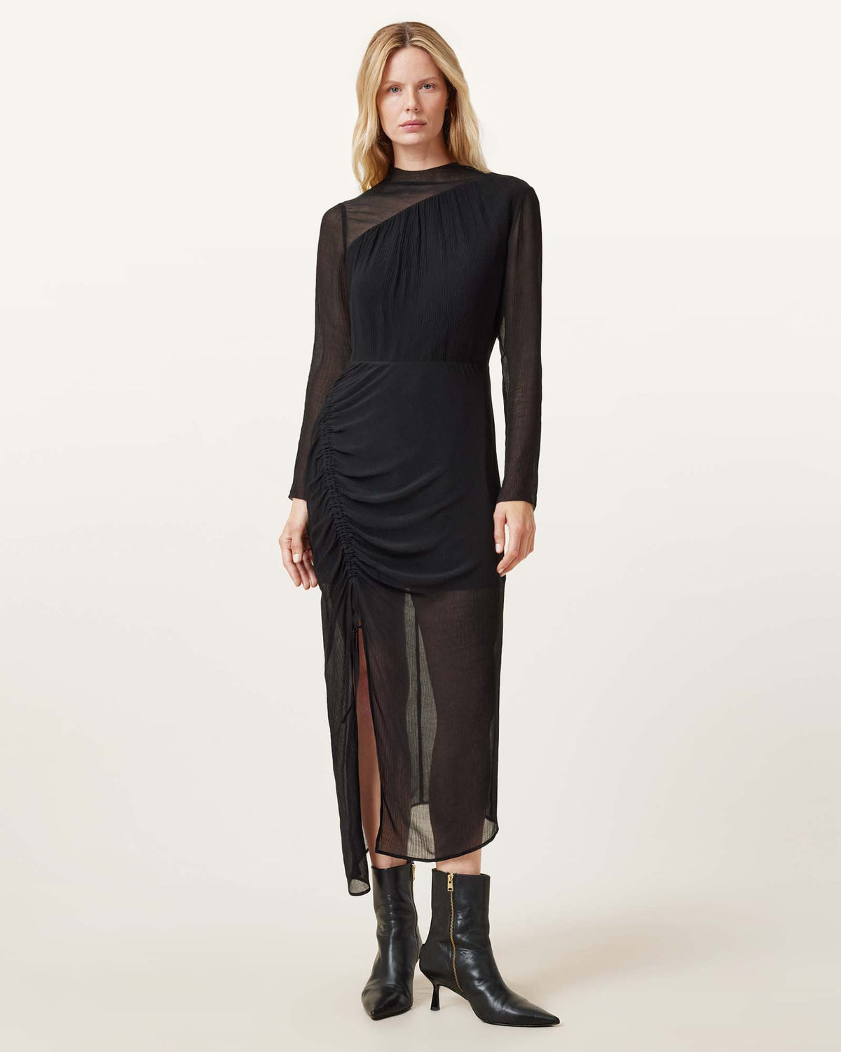 Rizo Snake Print Silk Blend Midi Dress Black