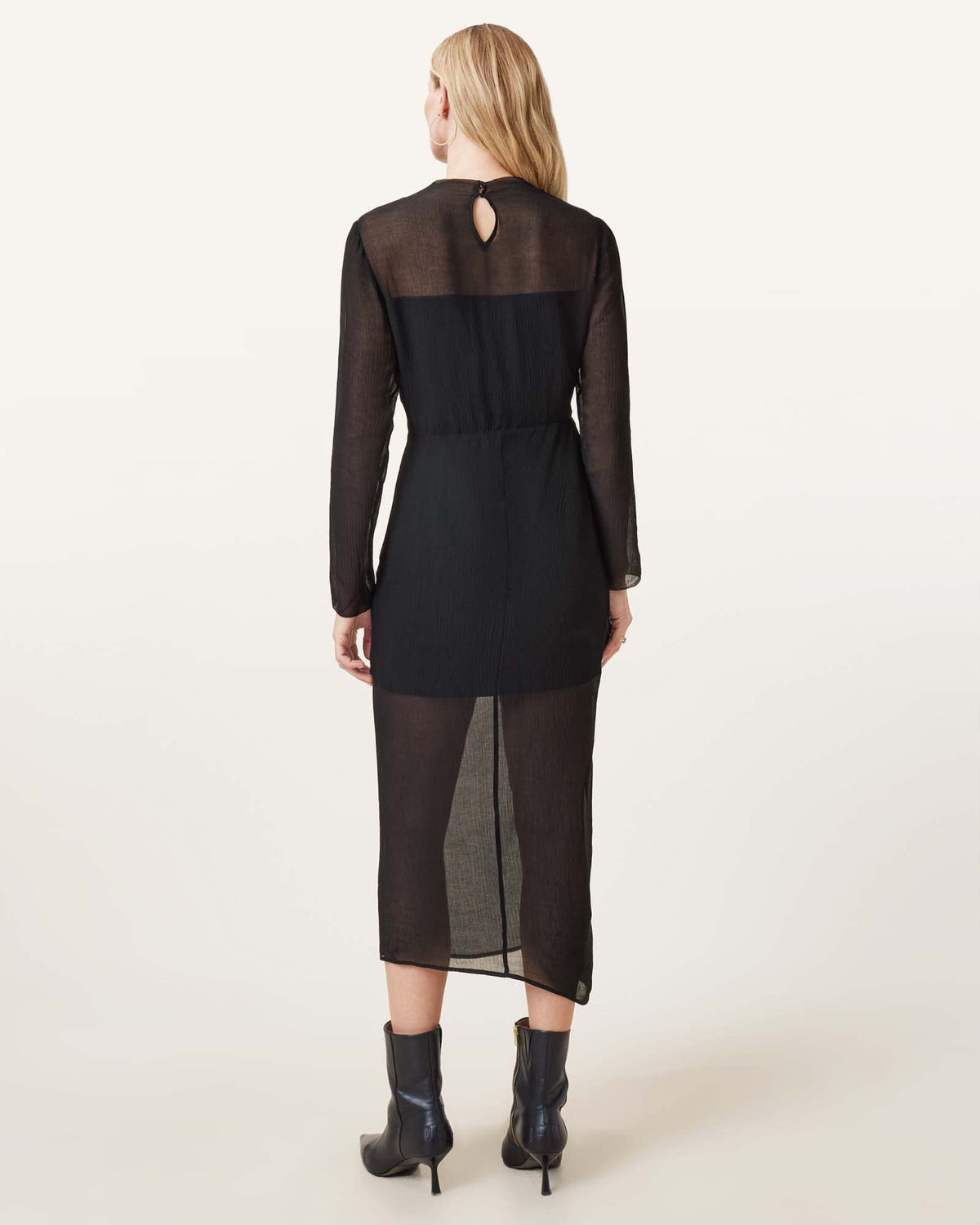 Rizo Snake Print Silk Blend Midi Dress Black