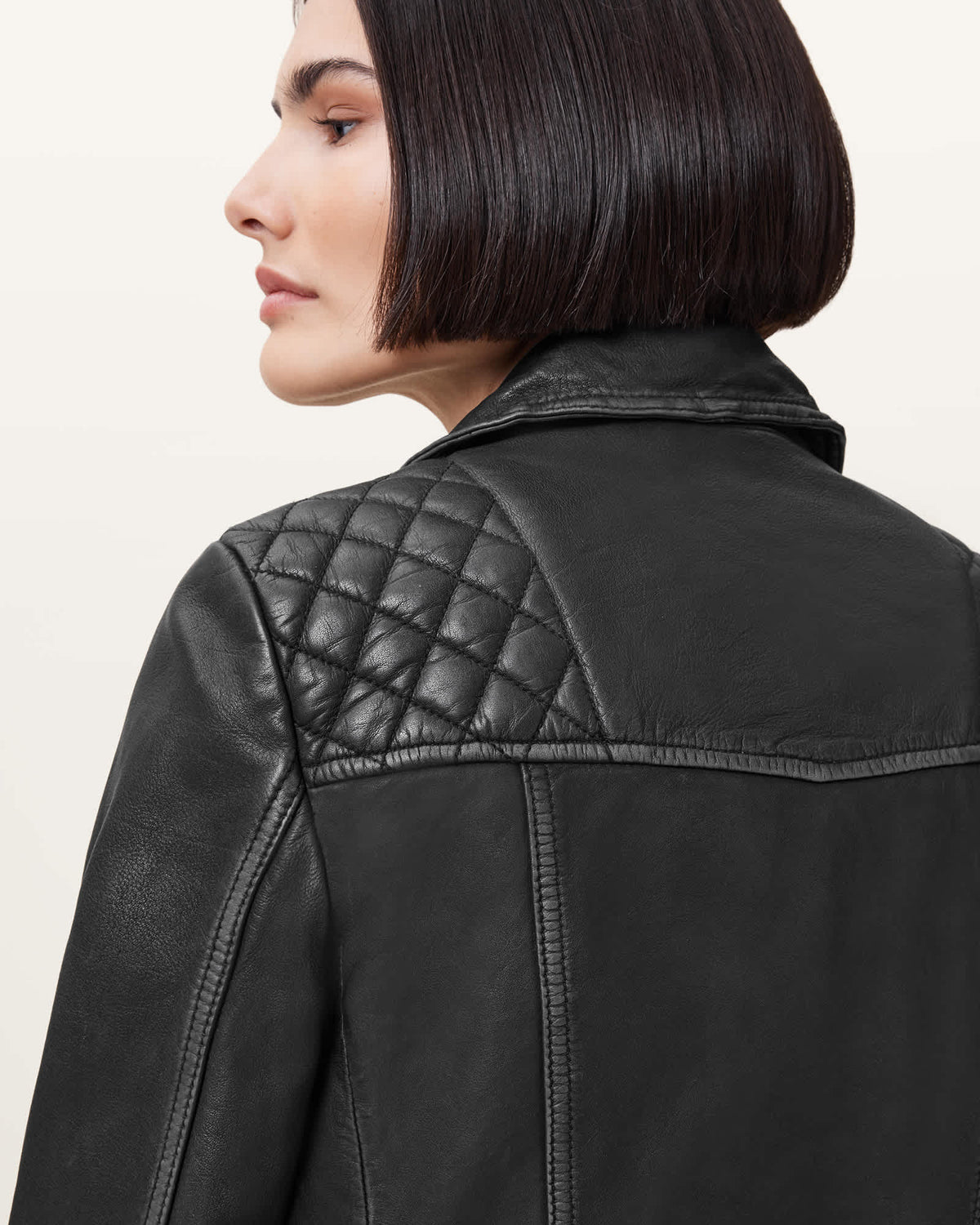 Cargo Distressed Leather Biker Jacket Black/Grey