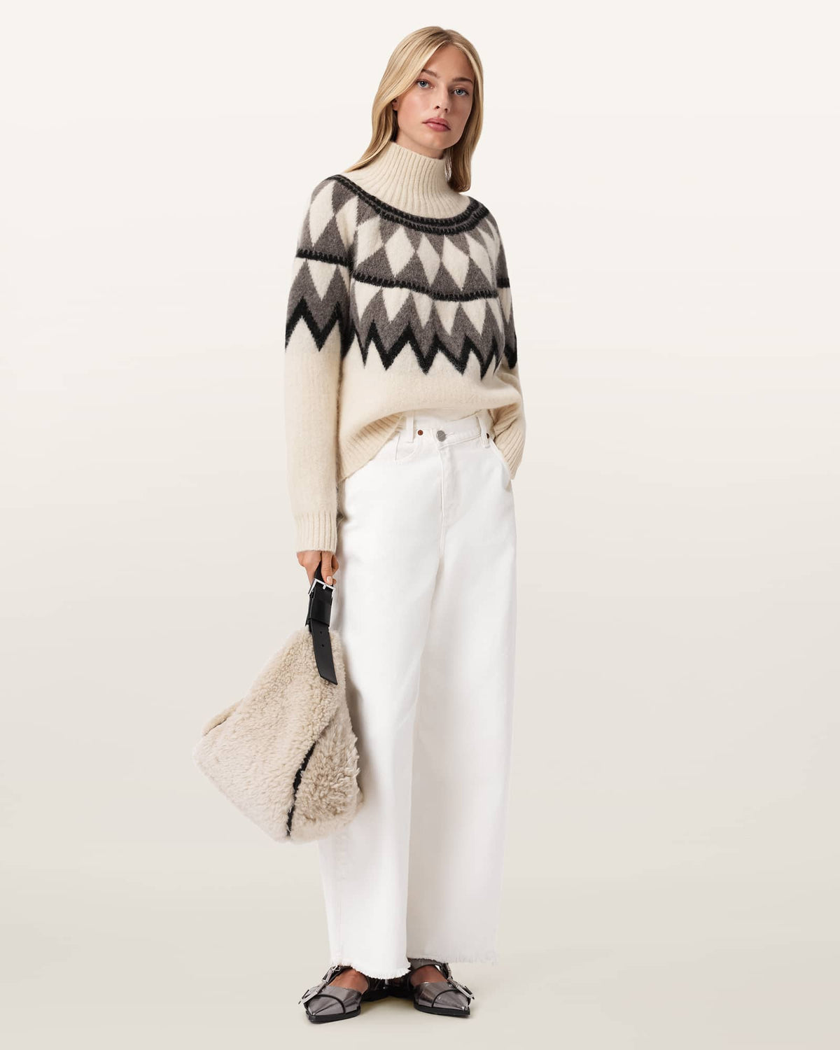Tara Wool Blend Jumper CHALK WHITE/GREY