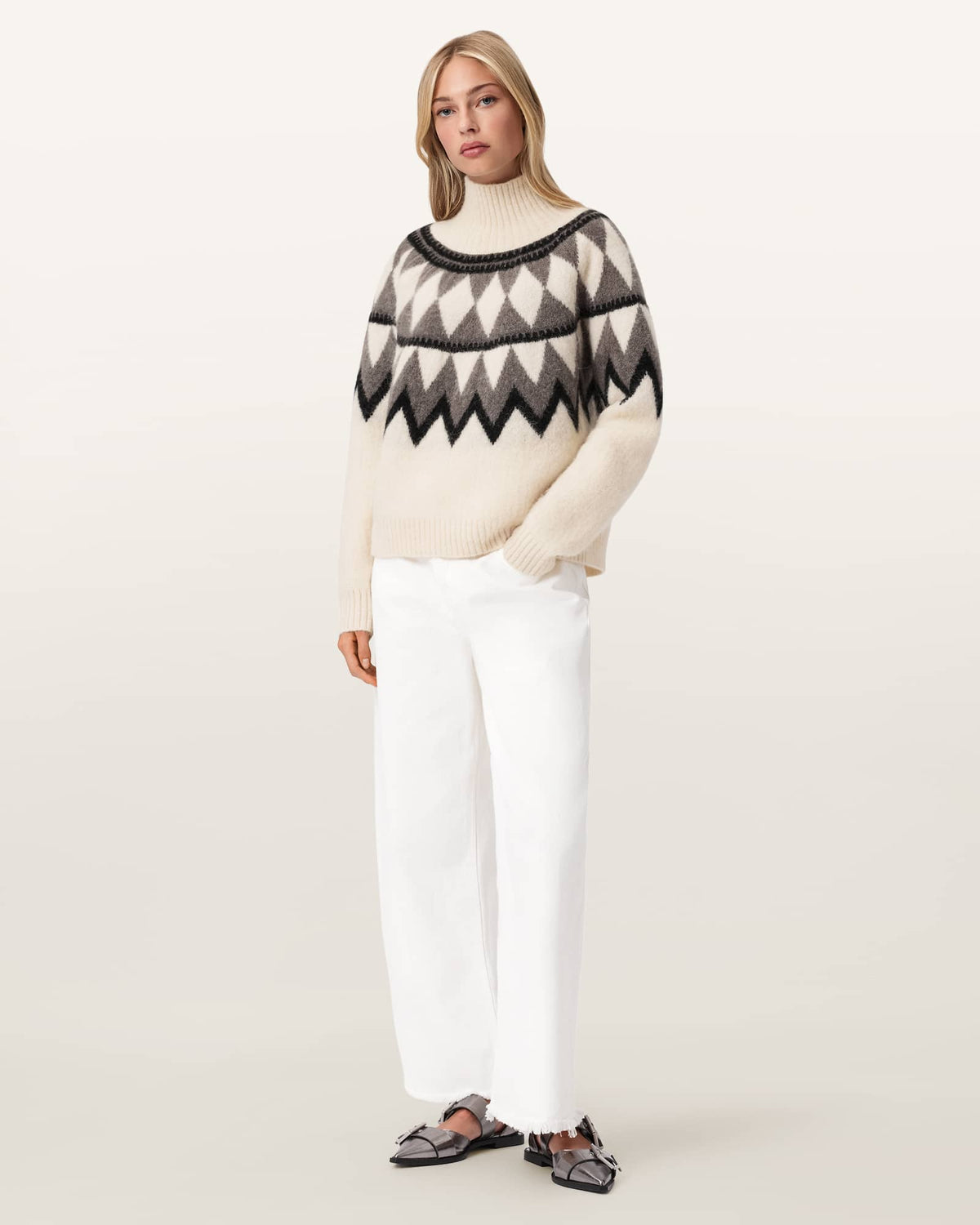 Tara Wool Blend Jumper CHALK WHITE/GREY