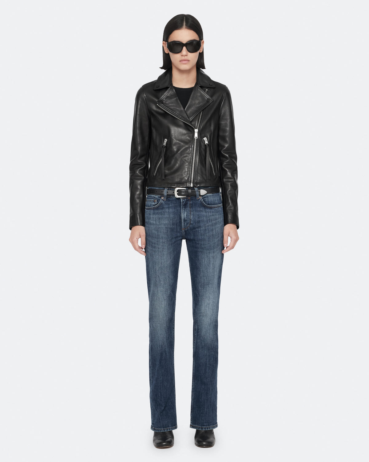 Dalby Slim-Fit Leather Biker Jacket Black