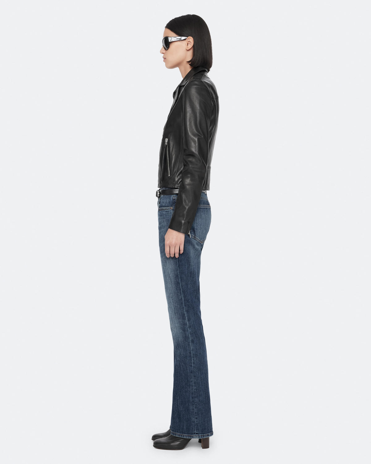 Dalby Slim-Fit Leather Biker Jacket Black