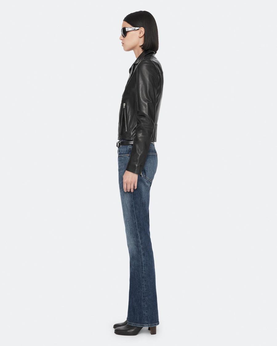 Dalby Slim-Fit Leather Biker Jacket Black