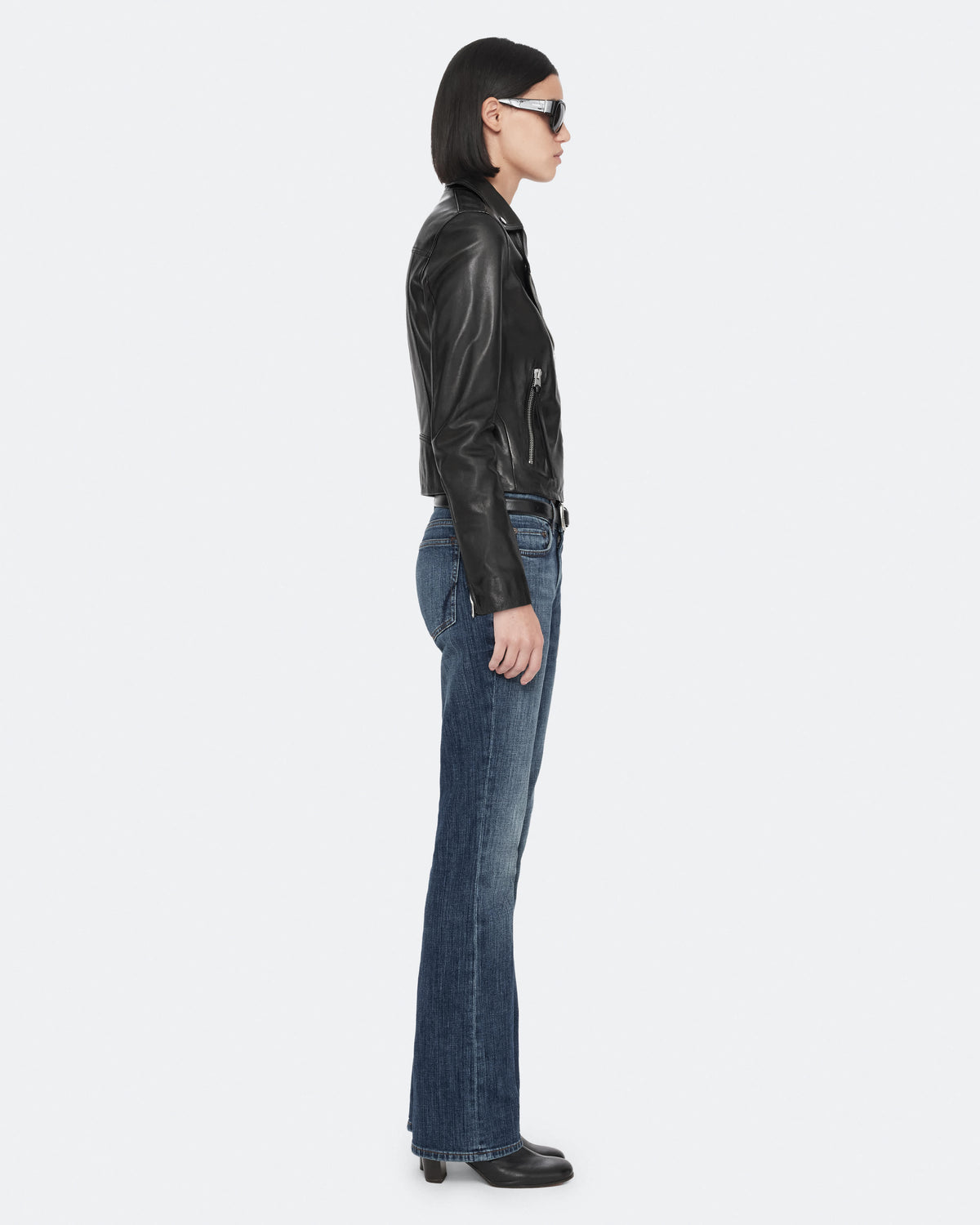 Dalby Slim-Fit Leather Biker Jacket Black