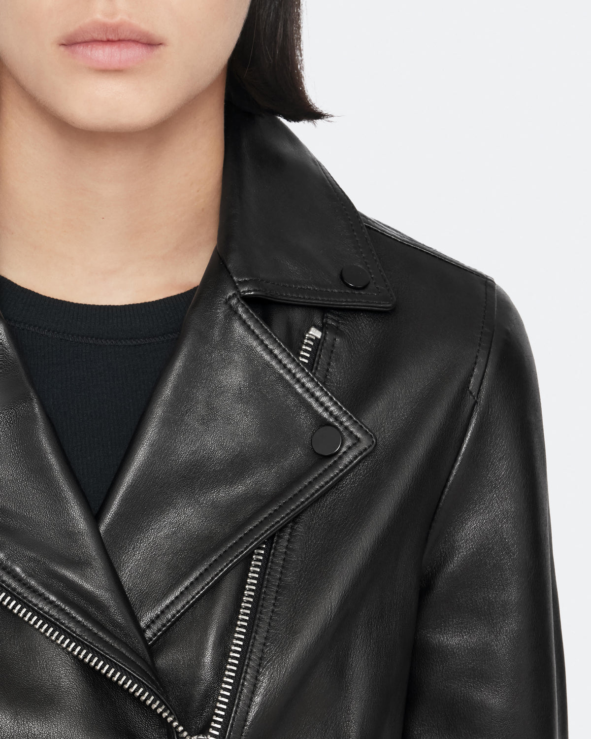 Dalby Slim-Fit Leather Biker Jacket Black