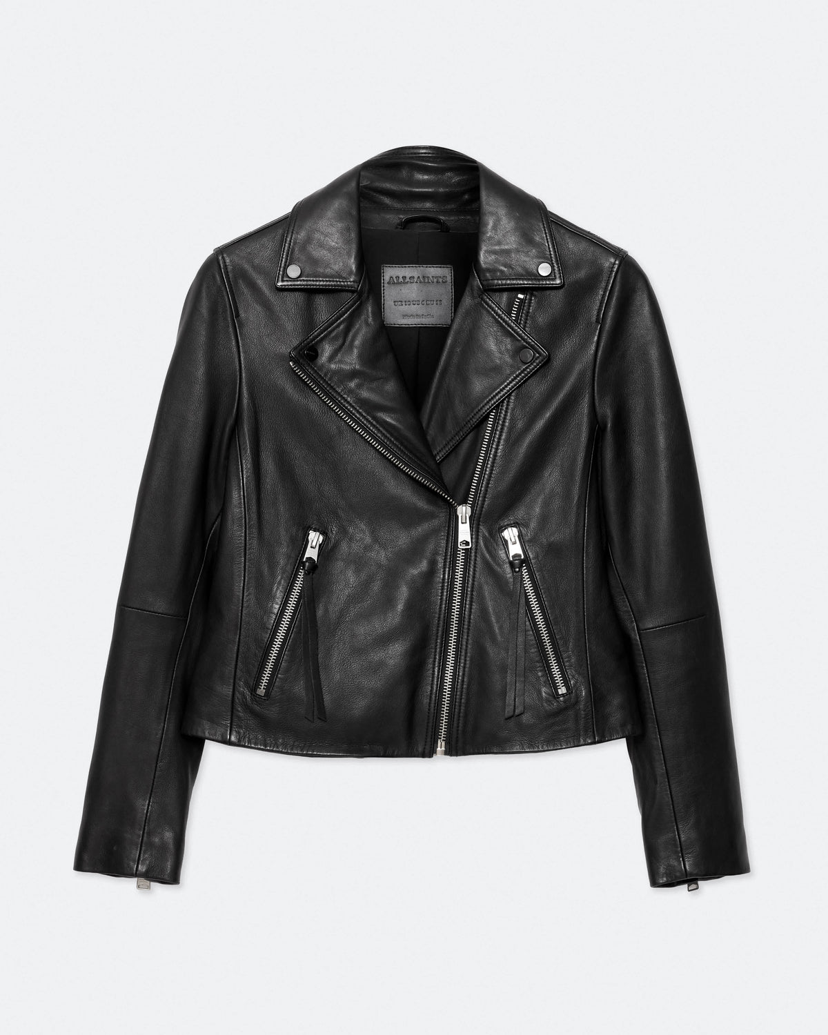 Dalby Slim-Fit Leather Biker Jacket Black