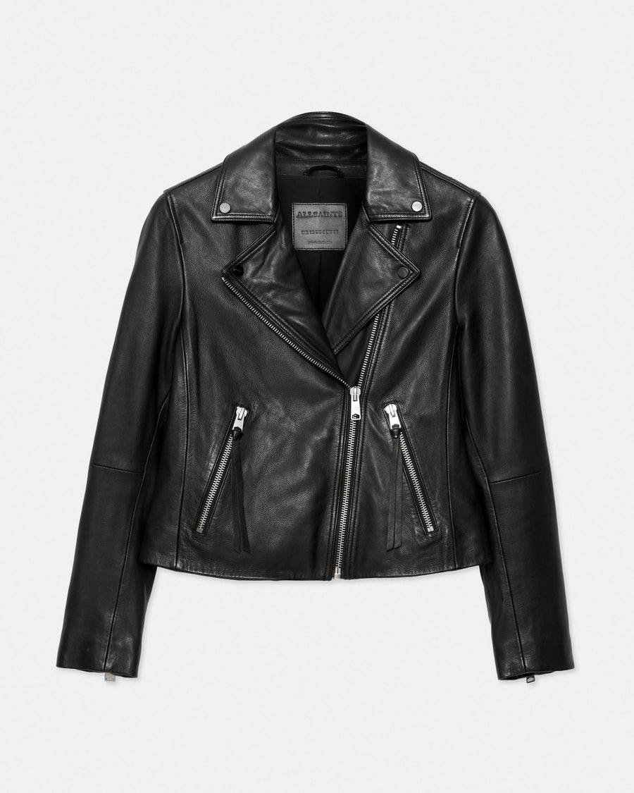 Dalby Slim-Fit Leather Biker Jacket Black