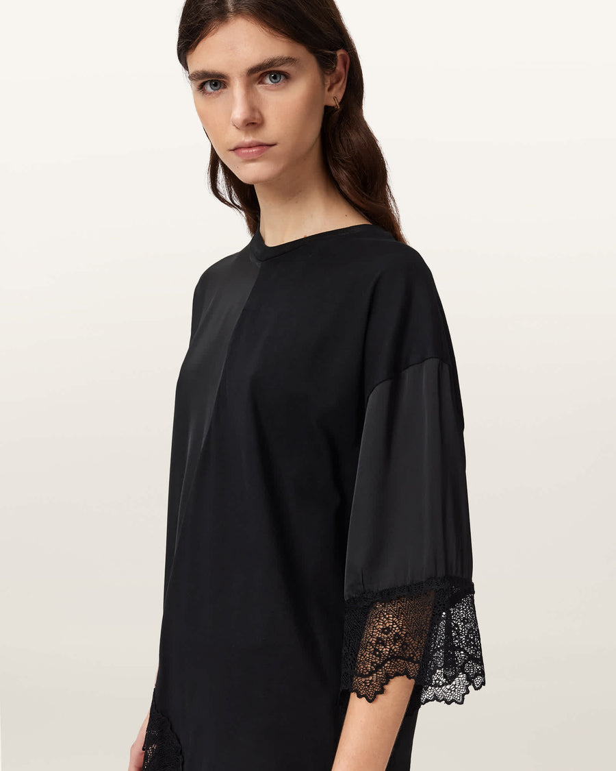 Lenny Short Sleeve Lace T-Shirt Black