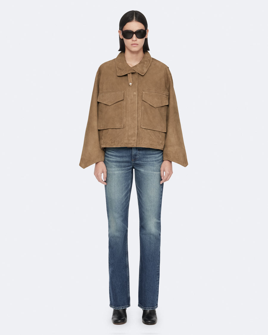 Clay Cropped Suede Jacket WALNUT BROWN