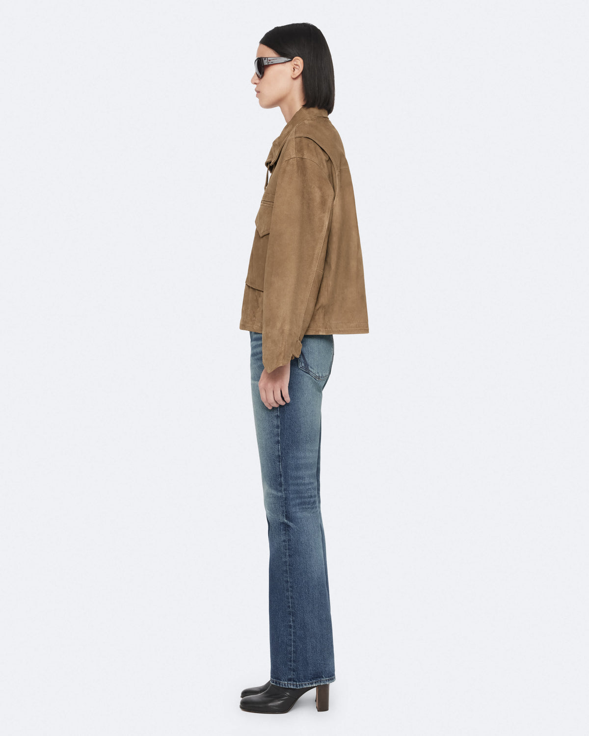 Clay Cropped Suede Jacket WALNUT BROWN