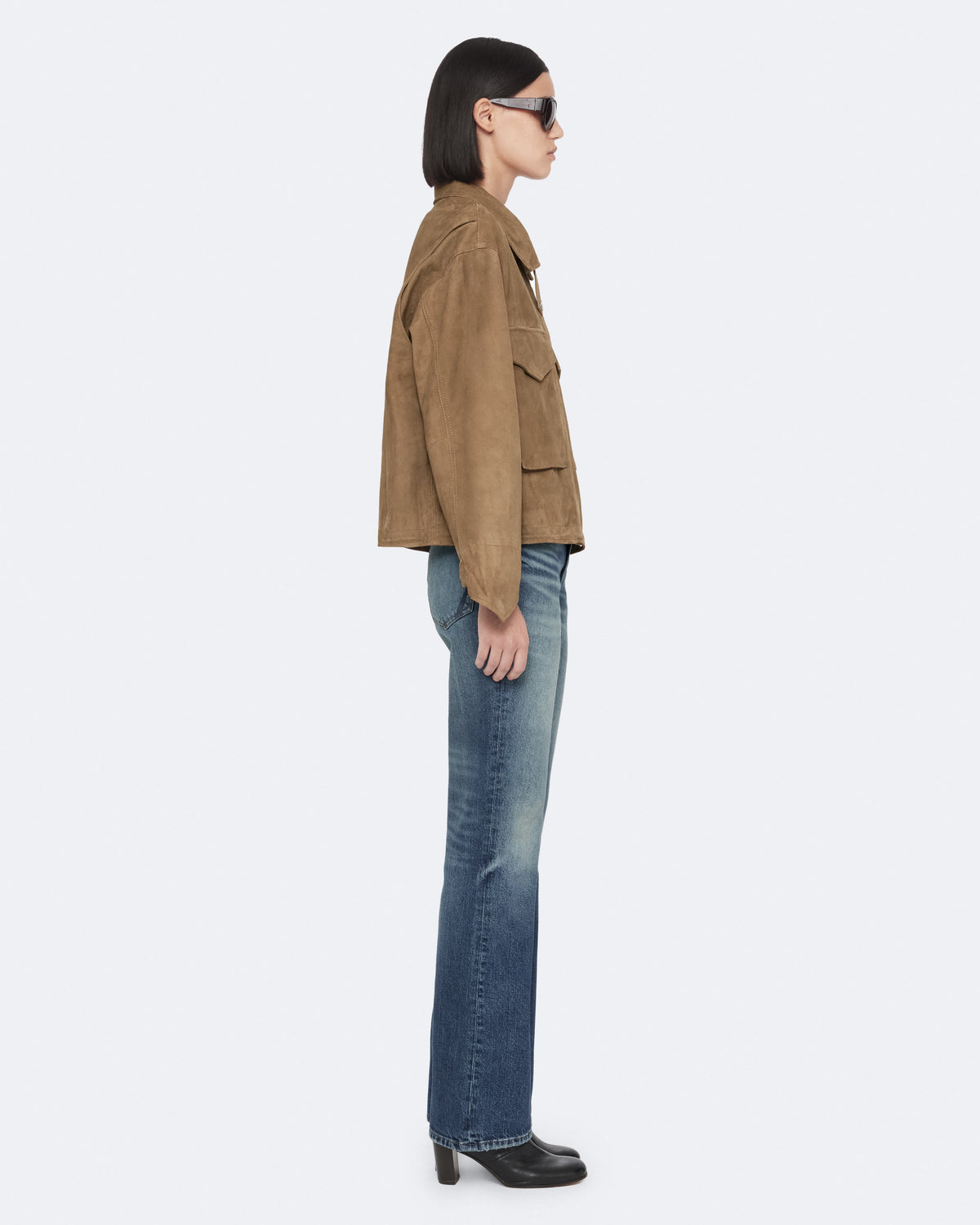 Clay Cropped Suede Jacket WALNUT BROWN