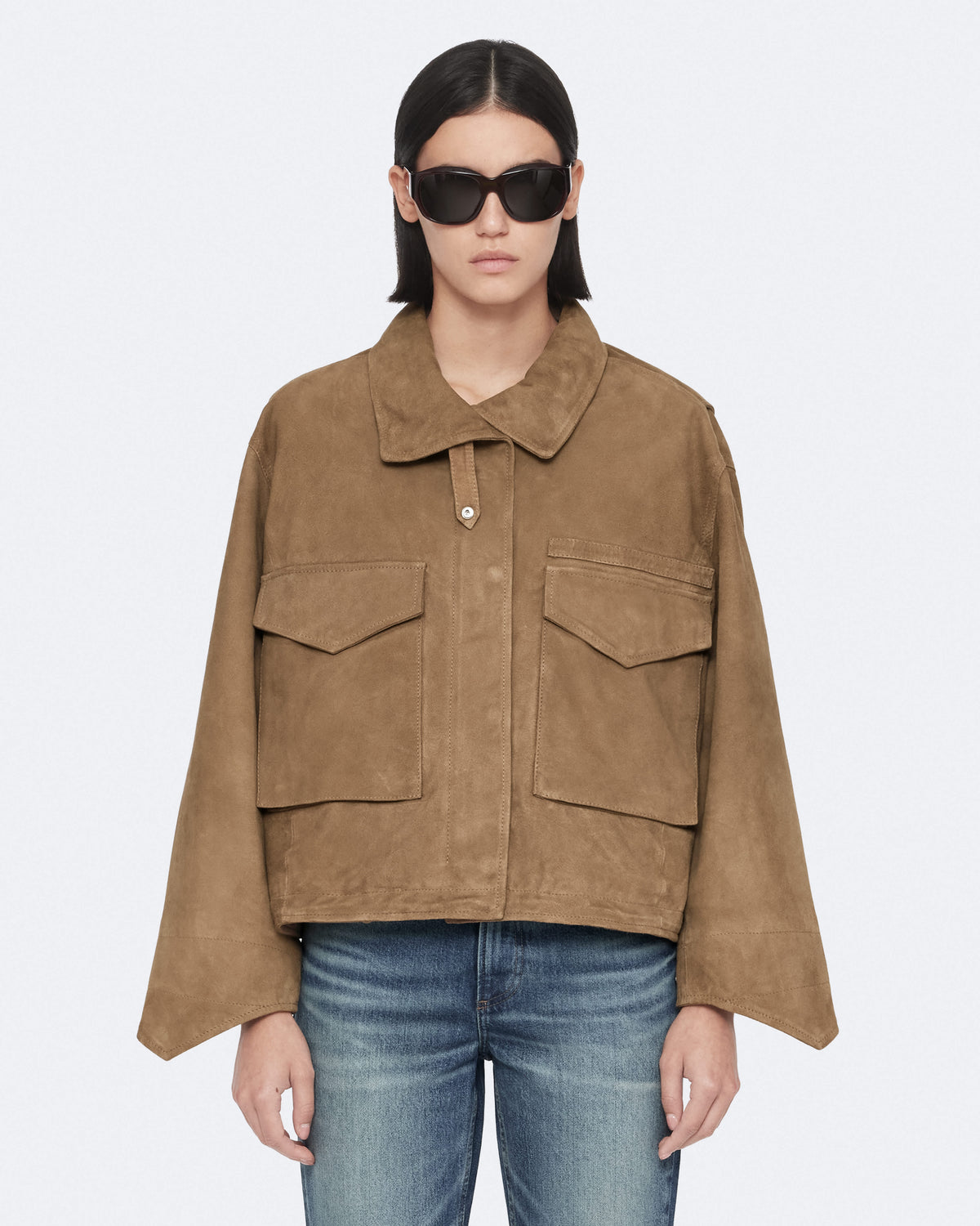 Clay Cropped Suede Jacket WALNUT BROWN