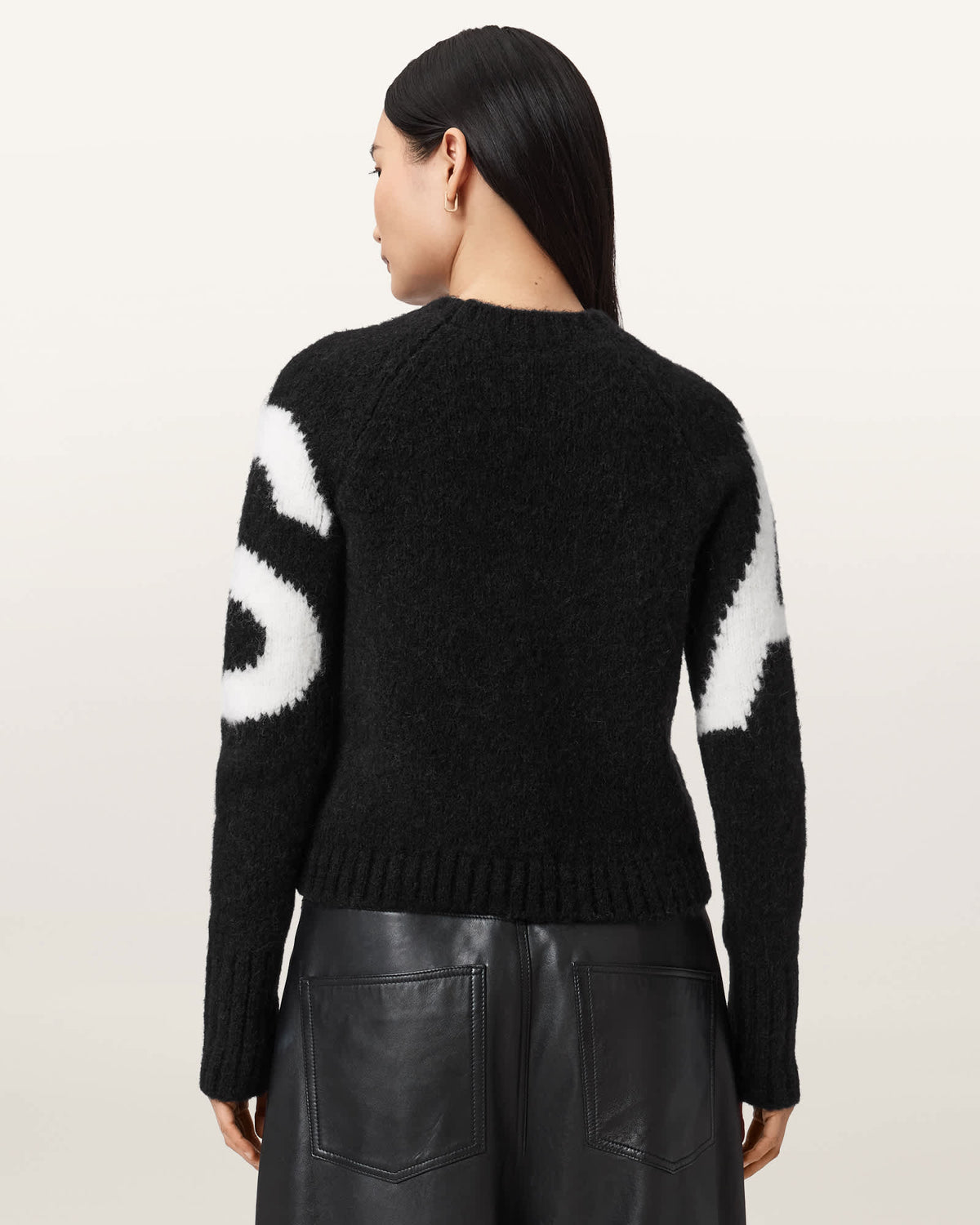 Sylvie Cropped Crew Neck Jumper BLACK/CHALK WHITE