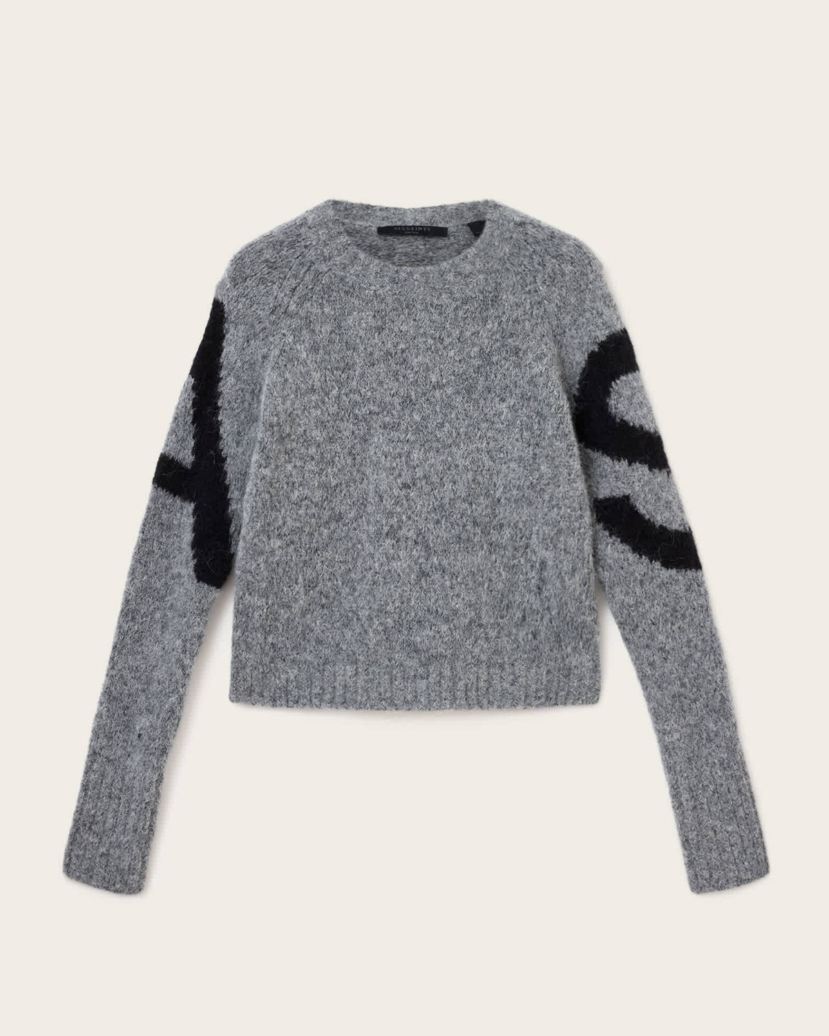 Sylvie Cropped Crew Neck Jumper Grey/Black