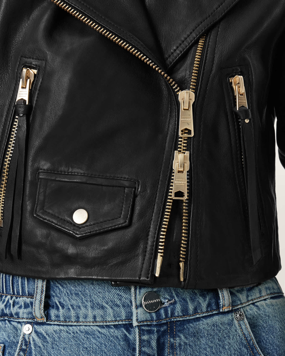 Elora Leather Biker Jacket BLACK/GOLD