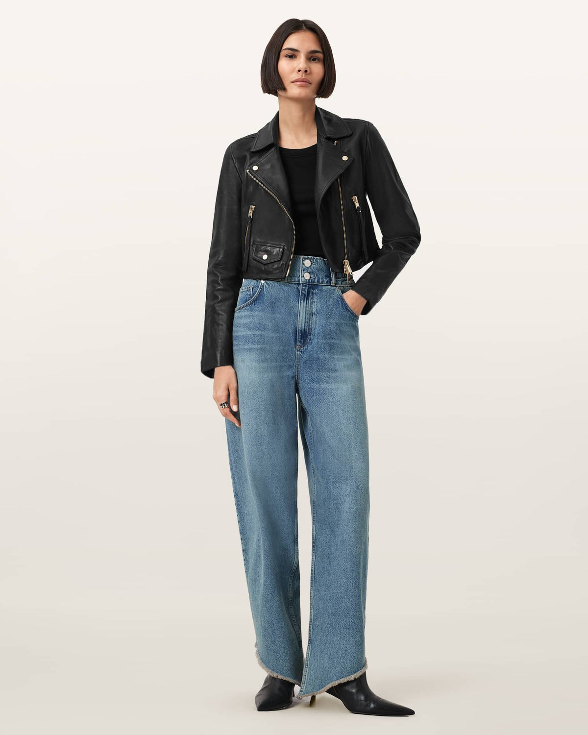 Elora Leather Biker Jacket BLACK/GOLD