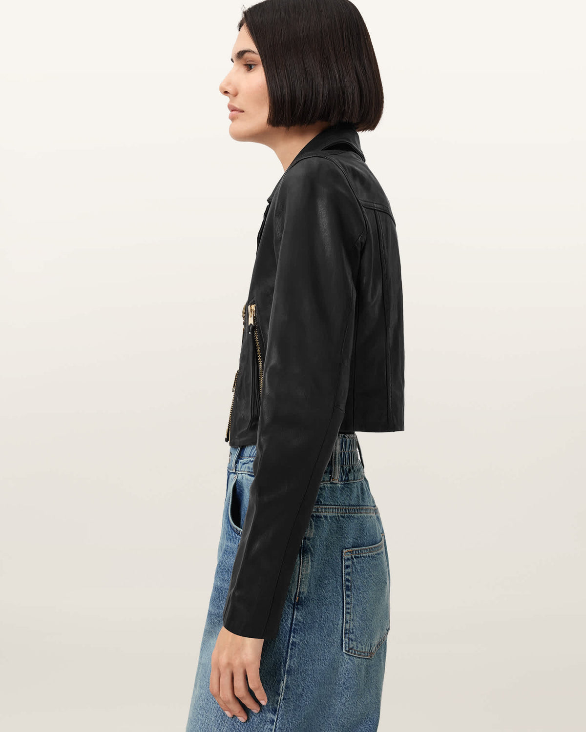 Elora Leather Biker Jacket BLACK/GOLD