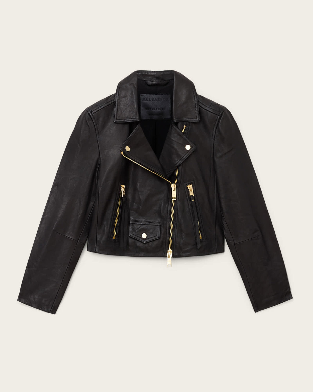 Elora Leather Biker Jacket BLACK/GOLD