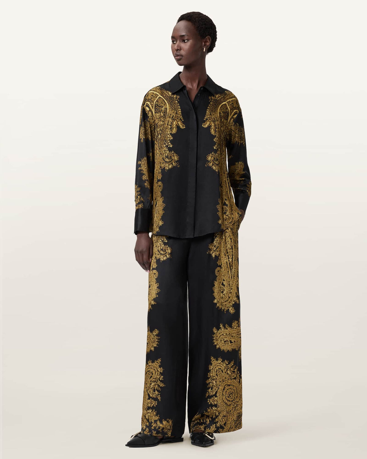 Berine Satin Shirt ELLA BLACK