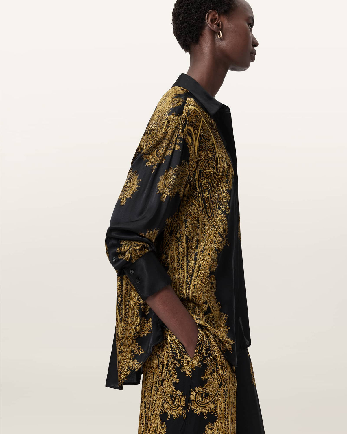 Berine Satin Shirt ELLA BLACK