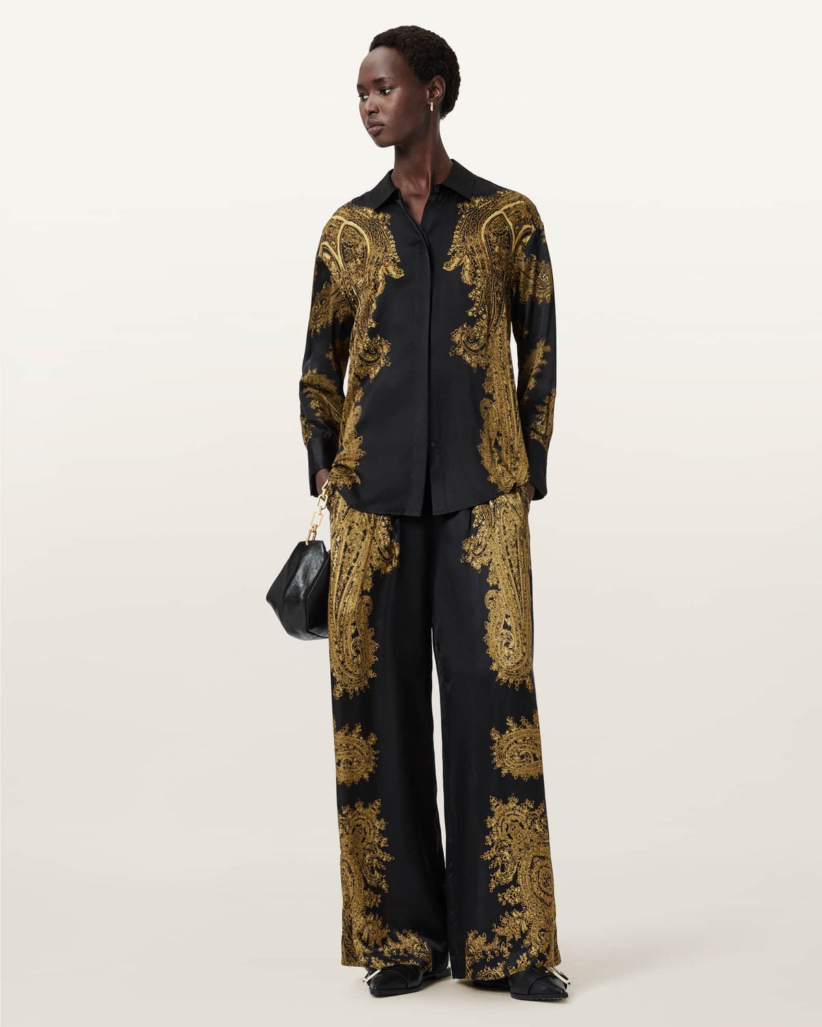 Berine Satin Shirt ELLA BLACK