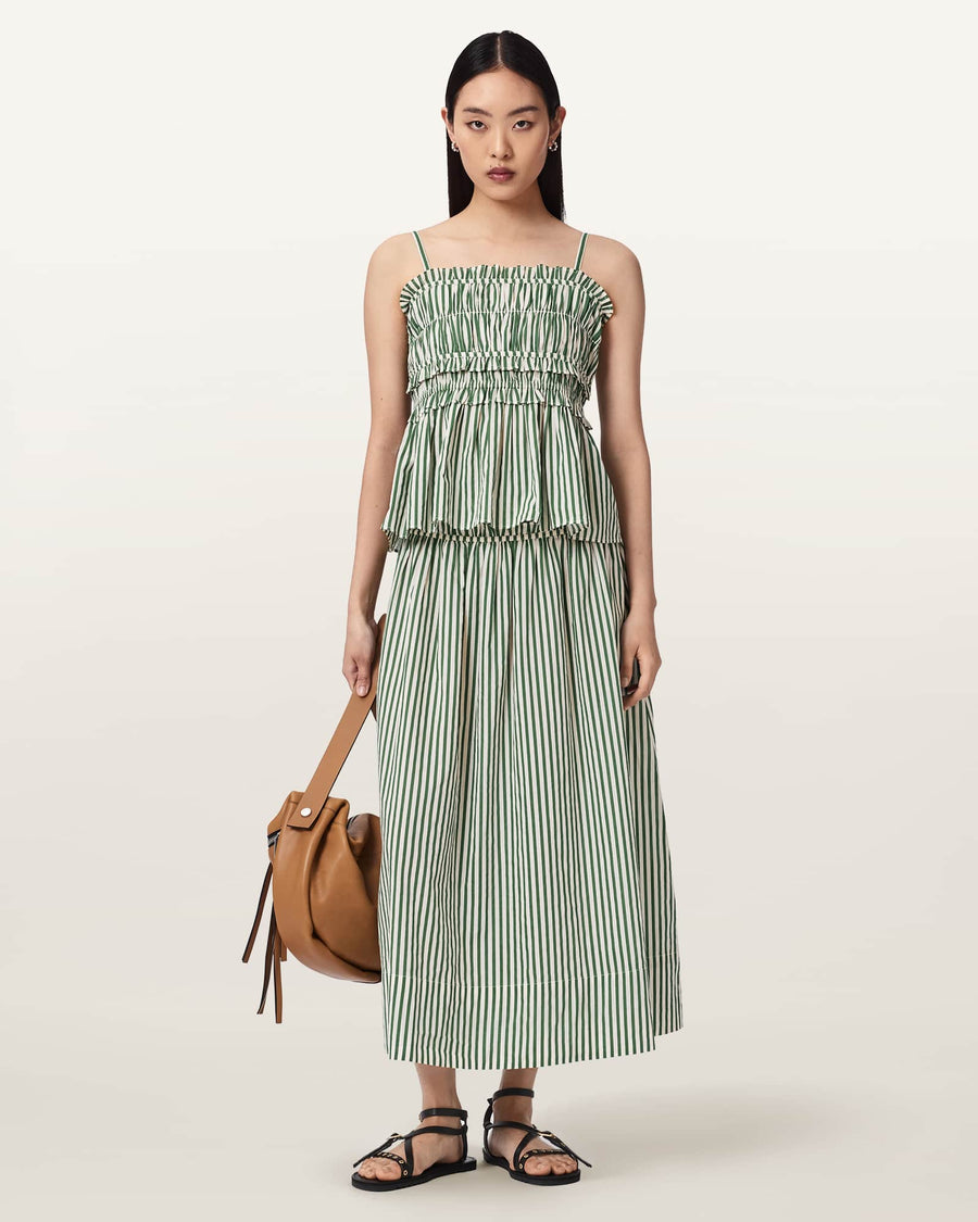 Kali Striped Cotton Cami Top APPLE GREEN/WHITE