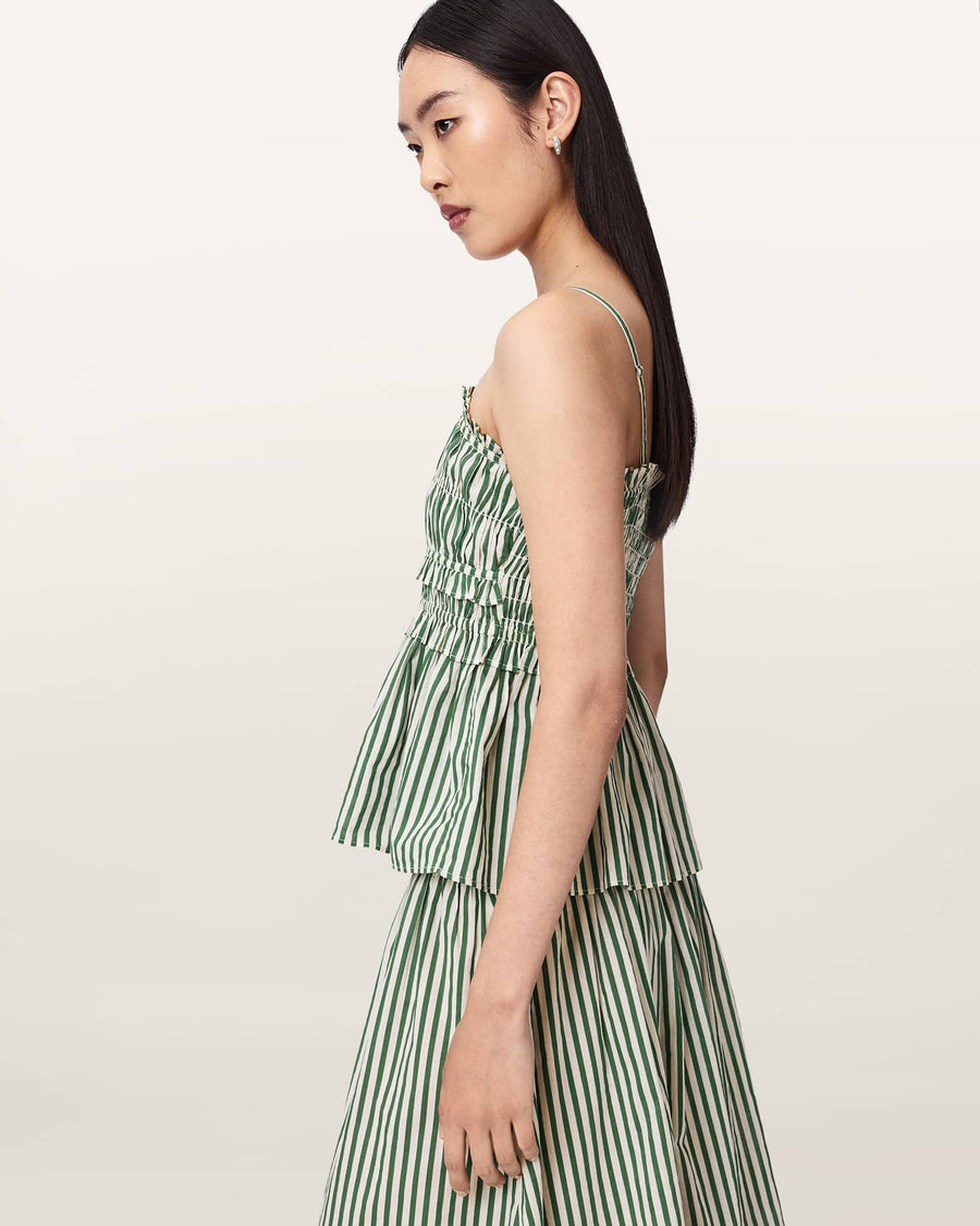 Kali Striped Cotton Cami Top APPLE GREEN/WHITE