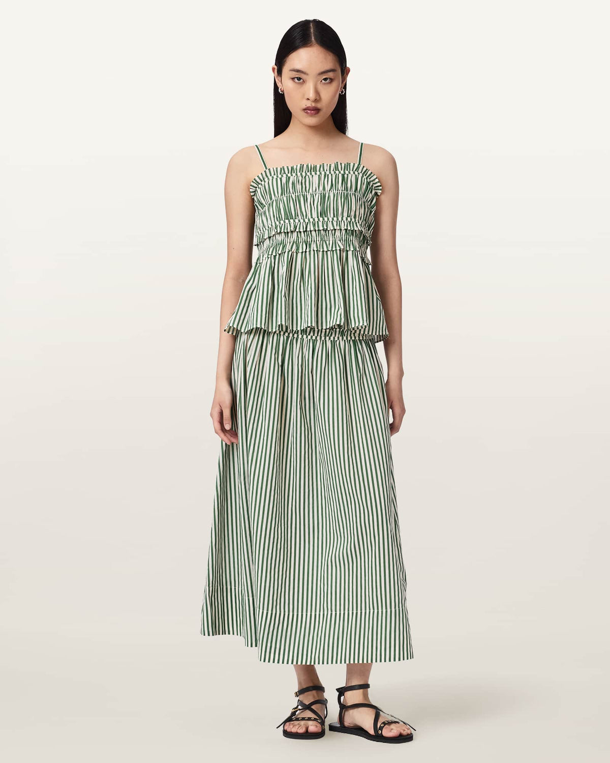 Kali Striped Cotton Cami Top APPLE GREEN/WHITE