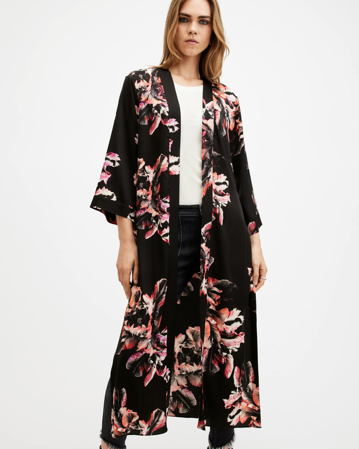 Carine Longline Printed Kimono MONICA PETAL PINK