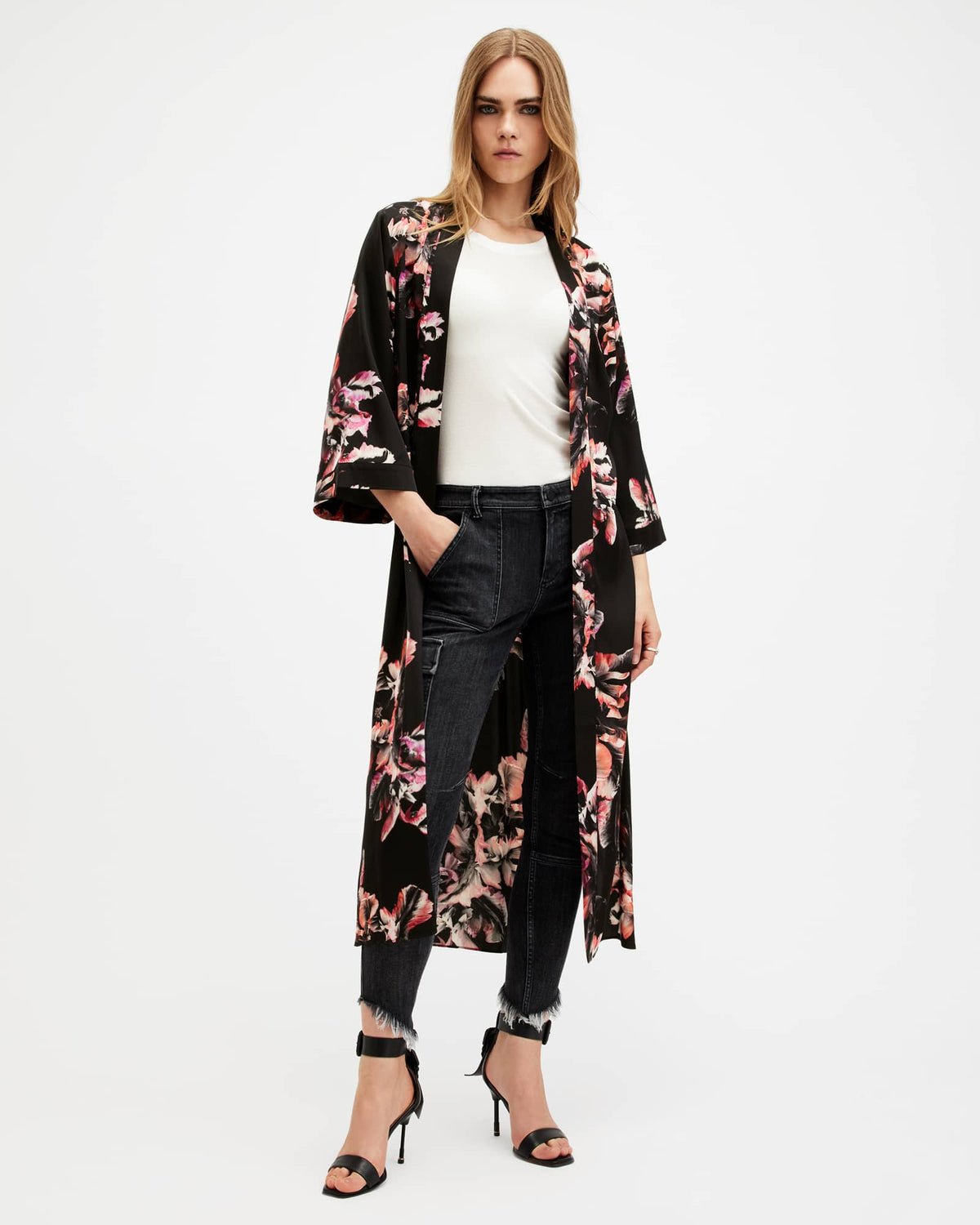 Carine Longline Printed Kimono MONICA PETAL PINK