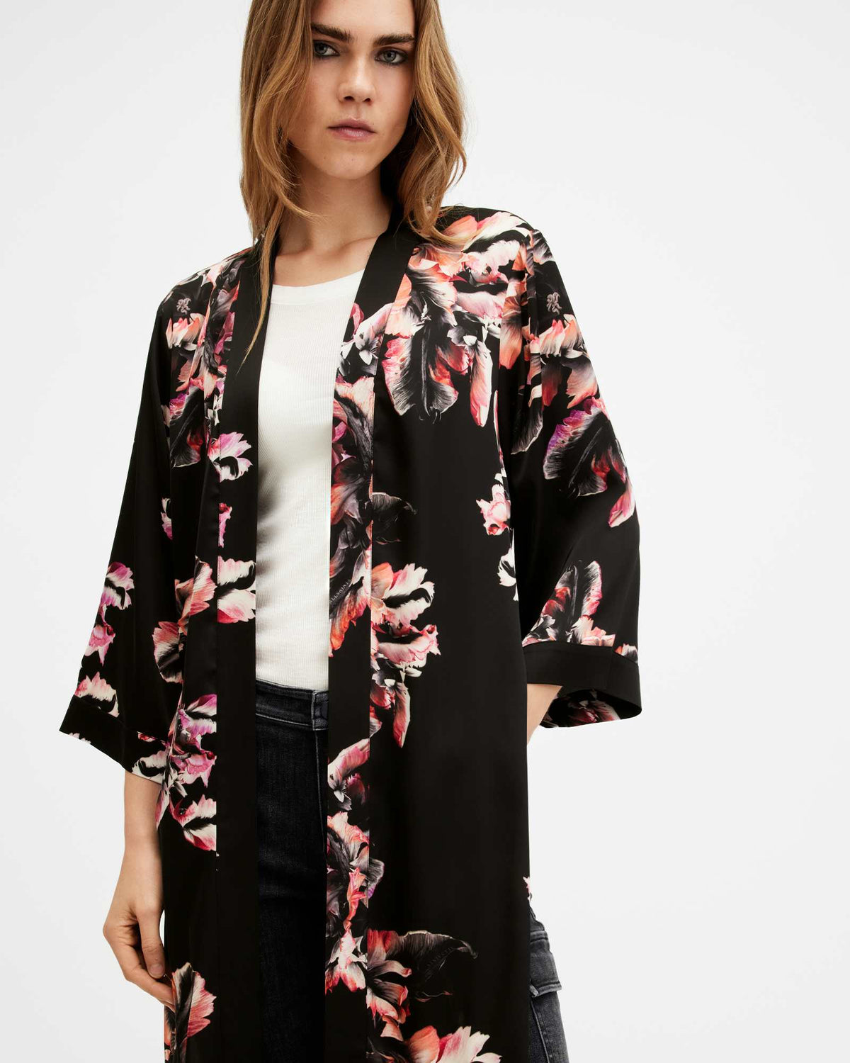 Carine Longline Printed Kimono MONICA PETAL PINK