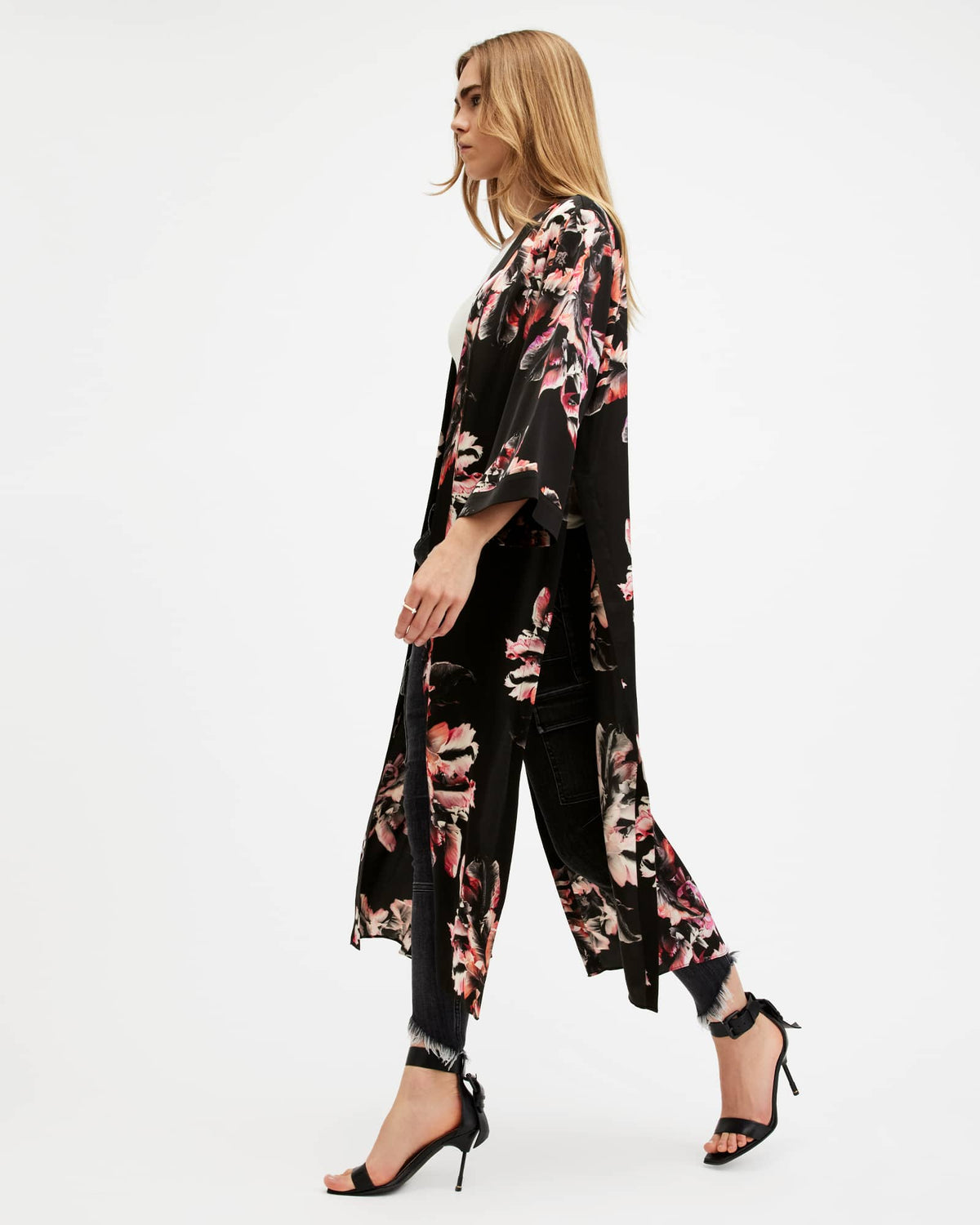 Carine Longline Printed Kimono MONICA PETAL PINK