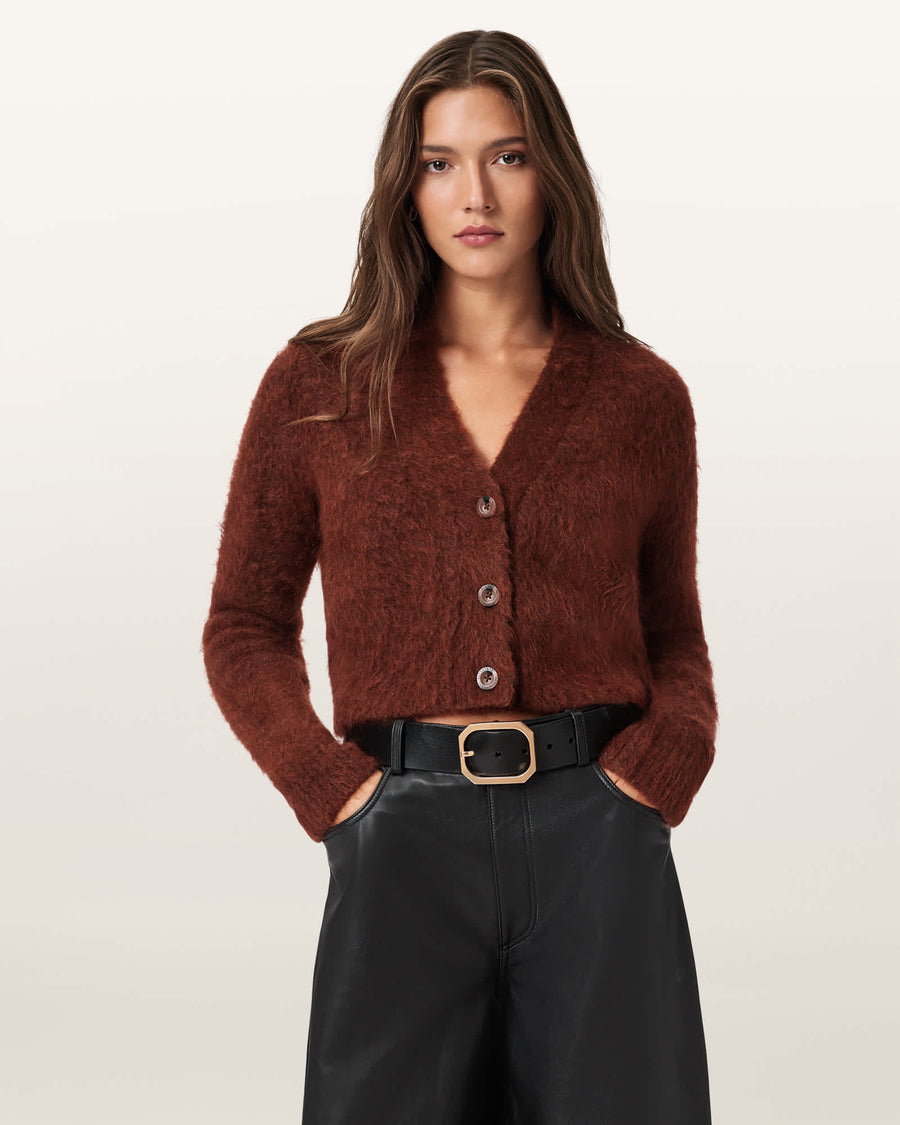 Rubi Wick Cropped Cardigan CHESTNUT BROWN