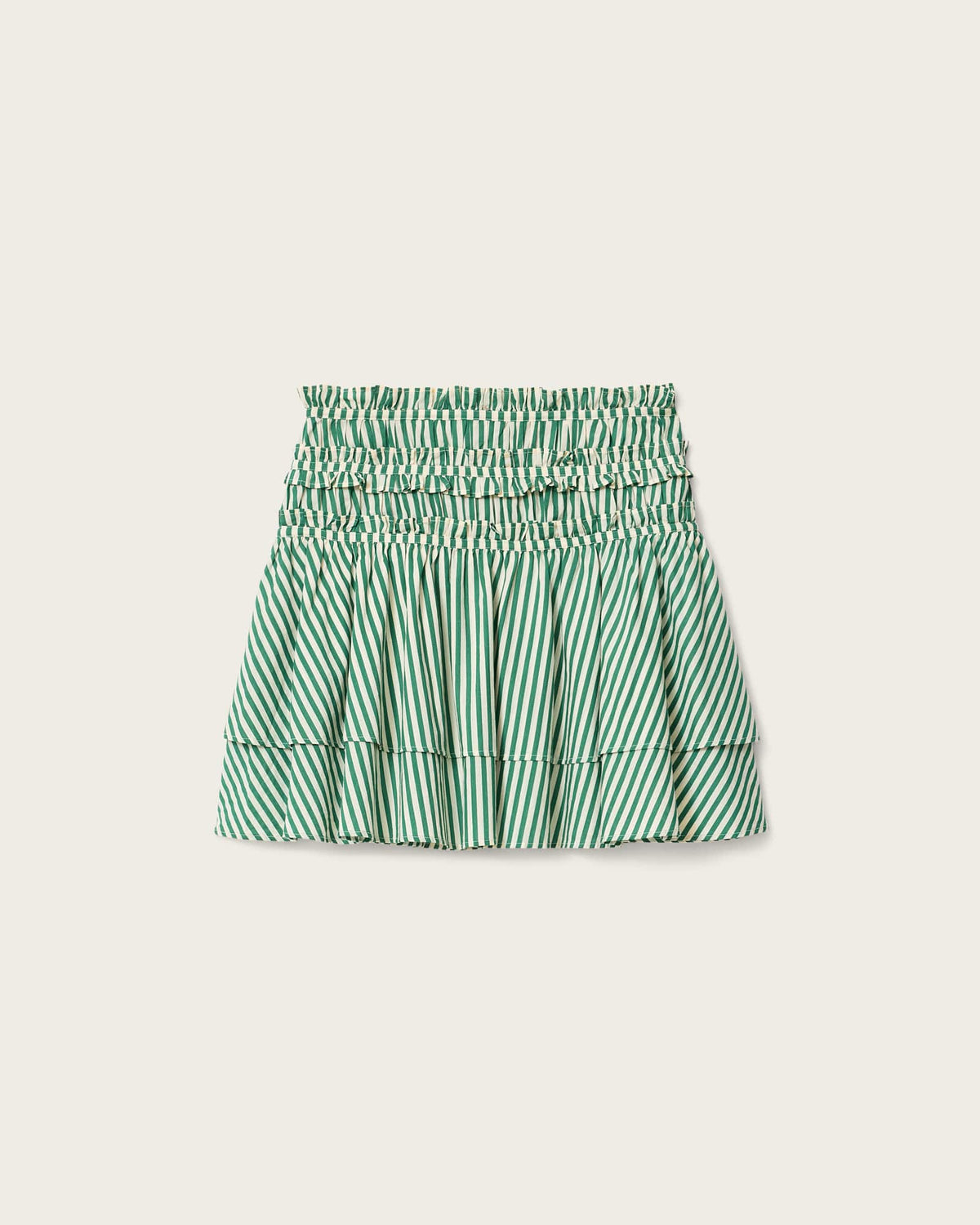 Kali Cotton Striped Mini Skirt APPLE GREEN/WHITE
