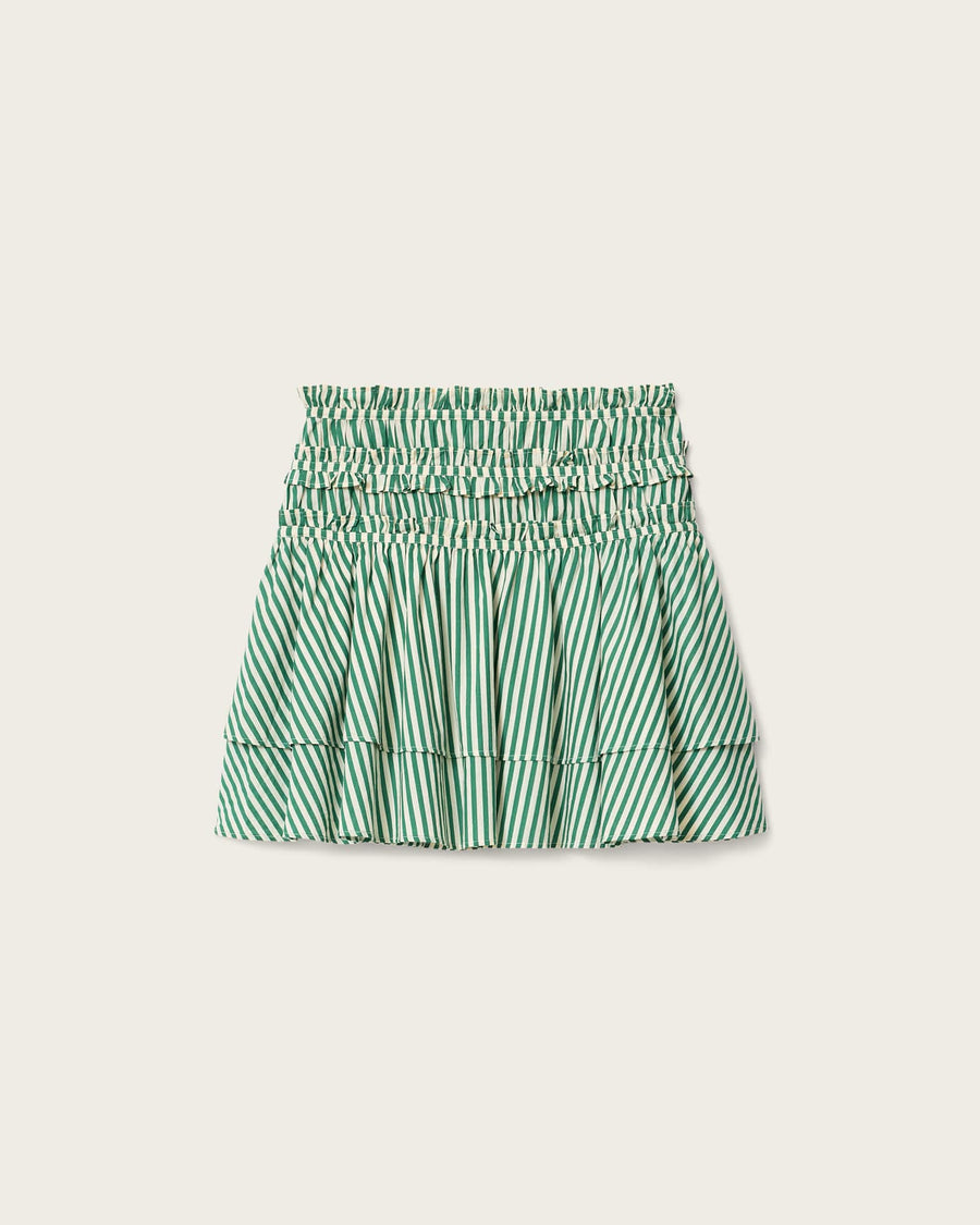 Kali Cotton Striped Mini Skirt APPLE GREEN/WHITE