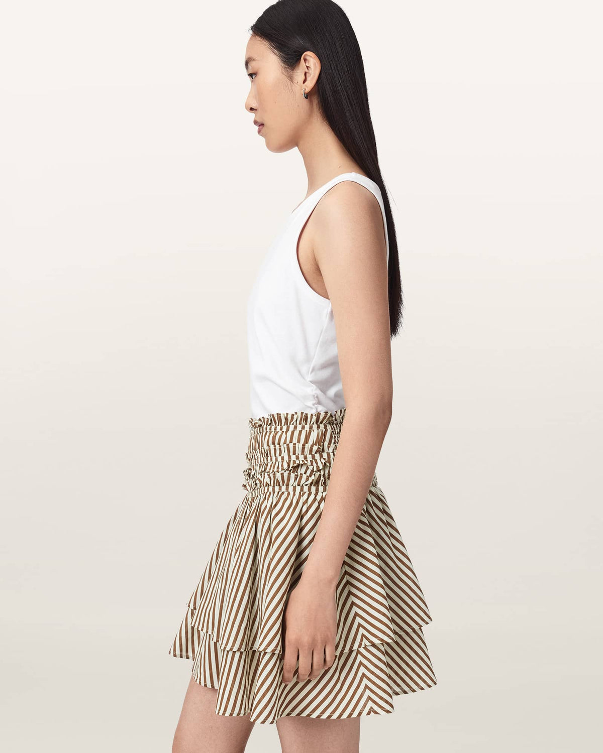 Kali Cotton Striped Mini Skirt PENNY BROWN/WHITE