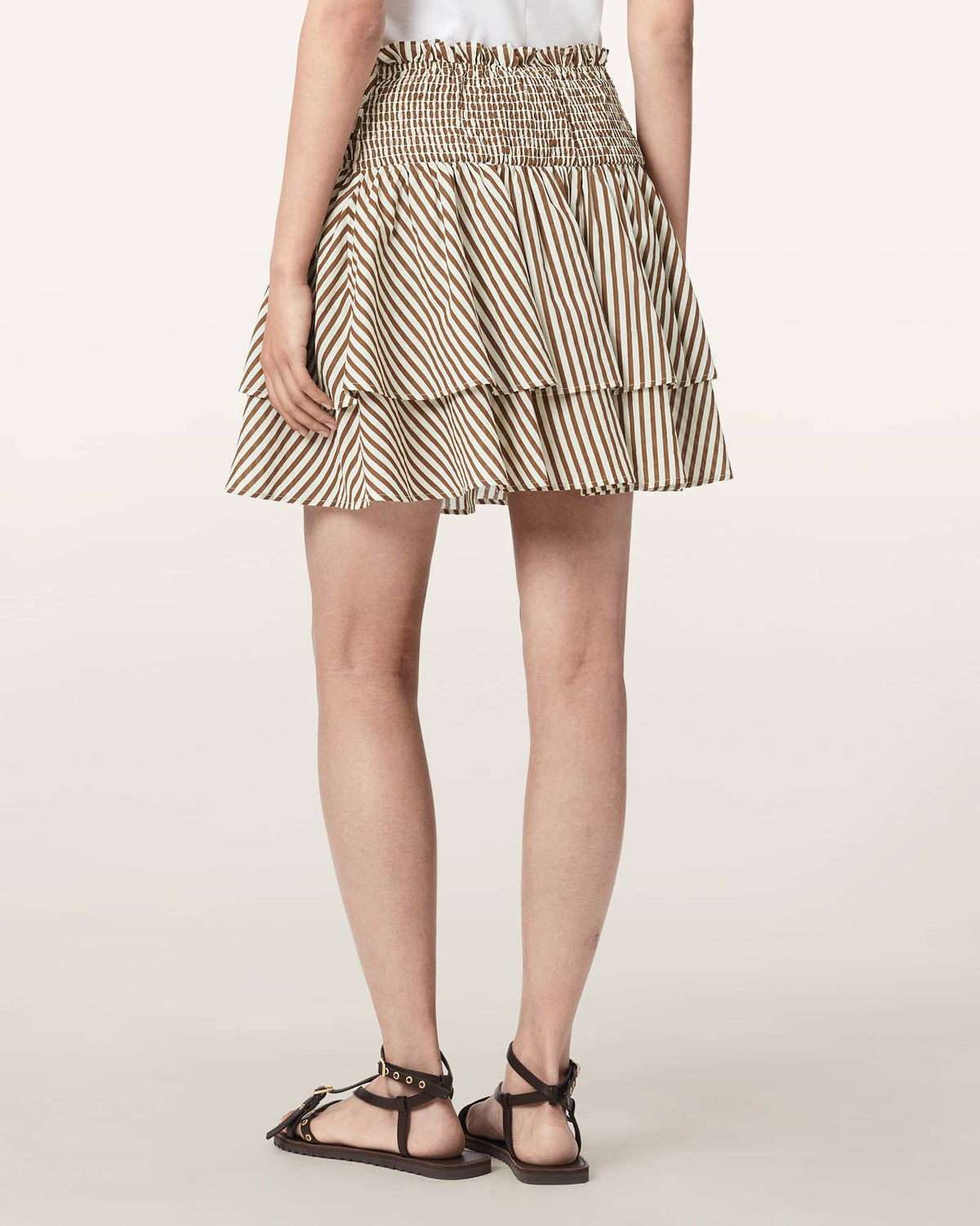 Kali Cotton Striped Mini Skirt PENNY BROWN/WHITE