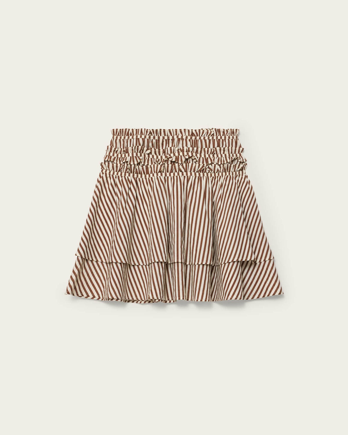 Kali Cotton Striped Mini Skirt PENNY BROWN/WHITE