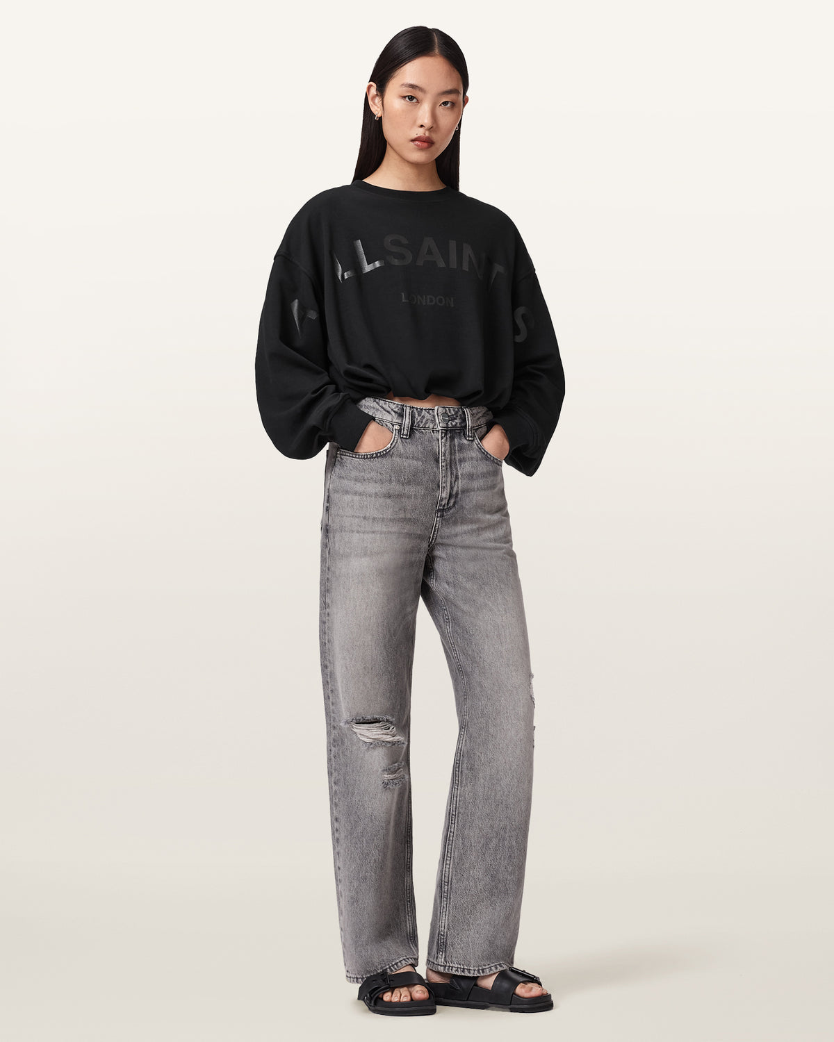 Biggy Logo Print Cropped Sweatshirt
