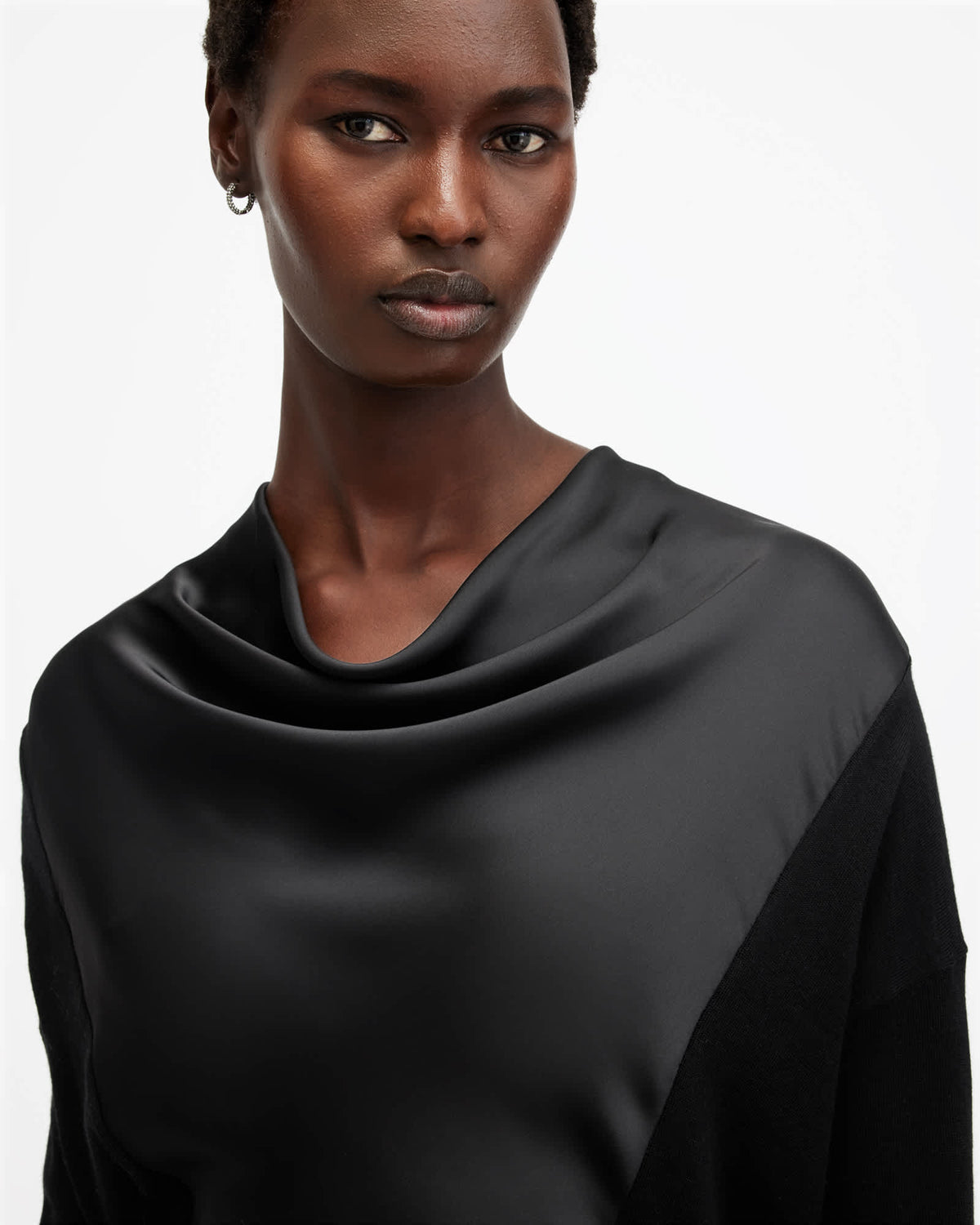 Myra Cowl Neck Merino Wool Jumper Black