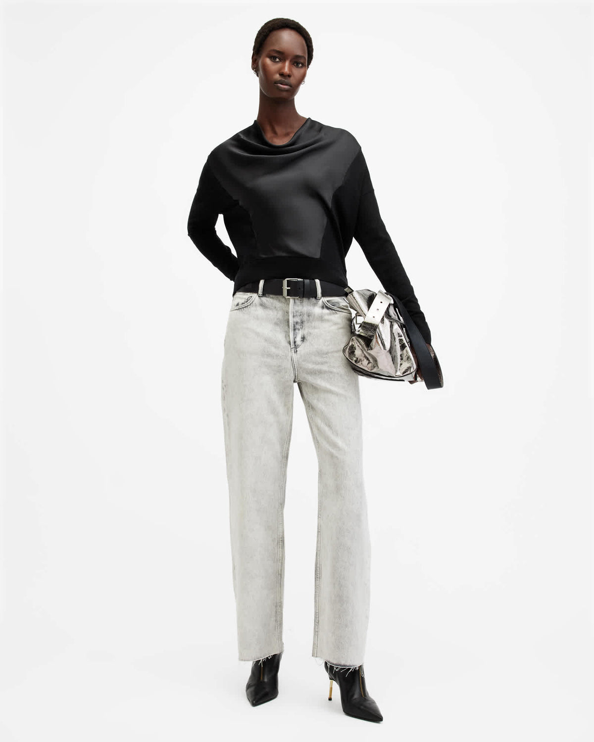 Myra Cowl Neck Merino Wool Jumper Black