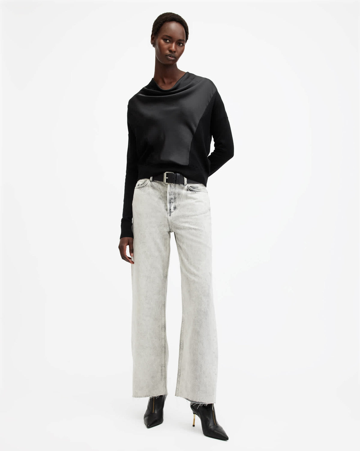 Myra Cowl Neck Merino Wool Jumper Black